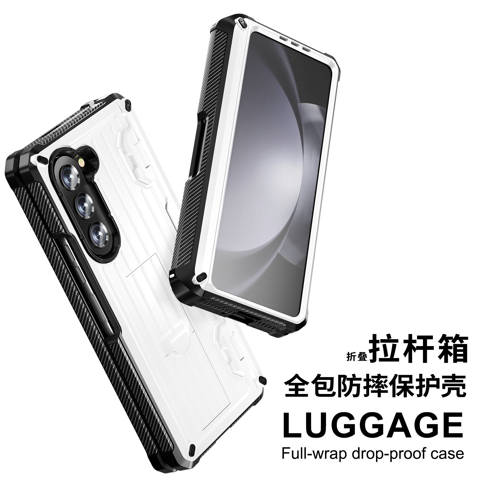 Compatible with Samsung ZFold5/4/3 phone case, hidden stand, pen slot case, full coverage foldable screen, drop-proof protective case