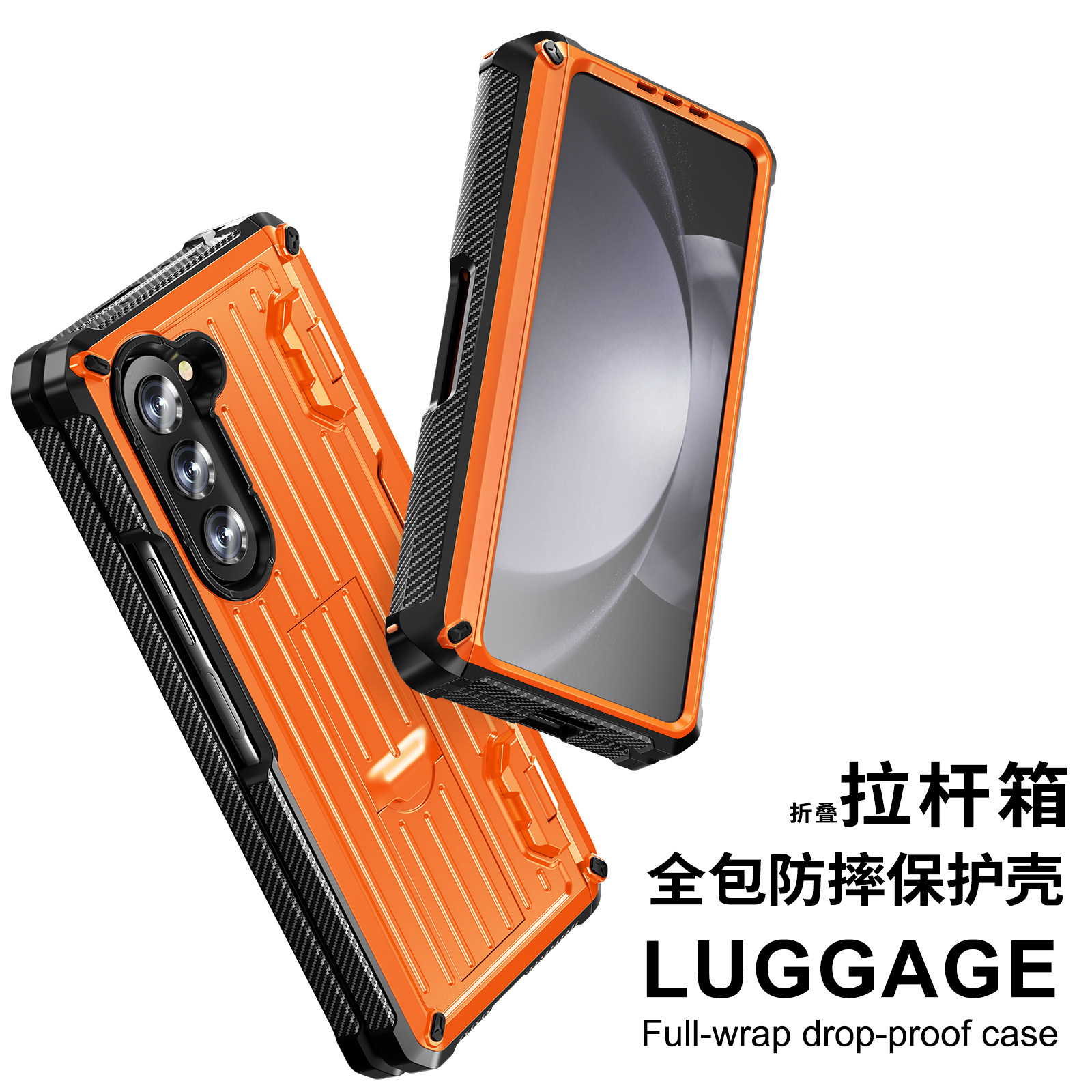 Compatible with Samsung ZFold5/4/3 phone case, hidden stand, pen slot case, full coverage foldable screen, drop-proof protective case