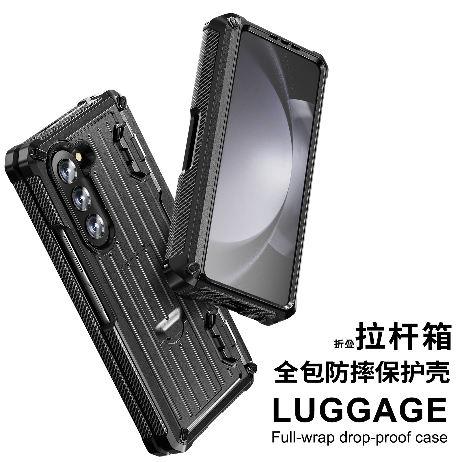 Compatible with Samsung ZFold5/4/3 phone case, hidden stand, pen slot case, full coverage foldable screen, drop-proof protective case