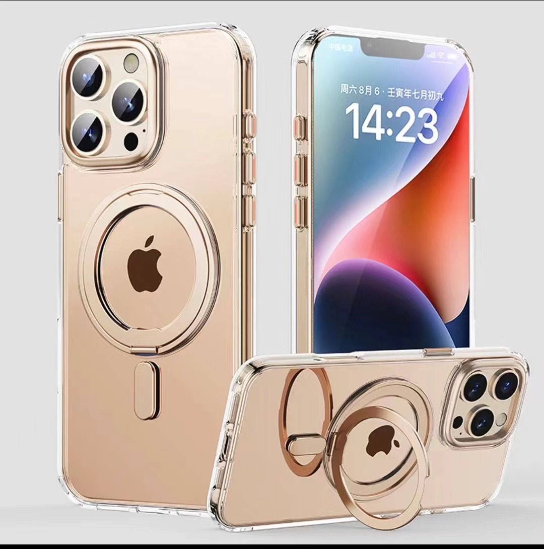 Compatible with Apple 17 Pro Max phone case, 16 Pro magnetic 360° rotating stand, 15 Plus drop-proof case, 14-inch protective case