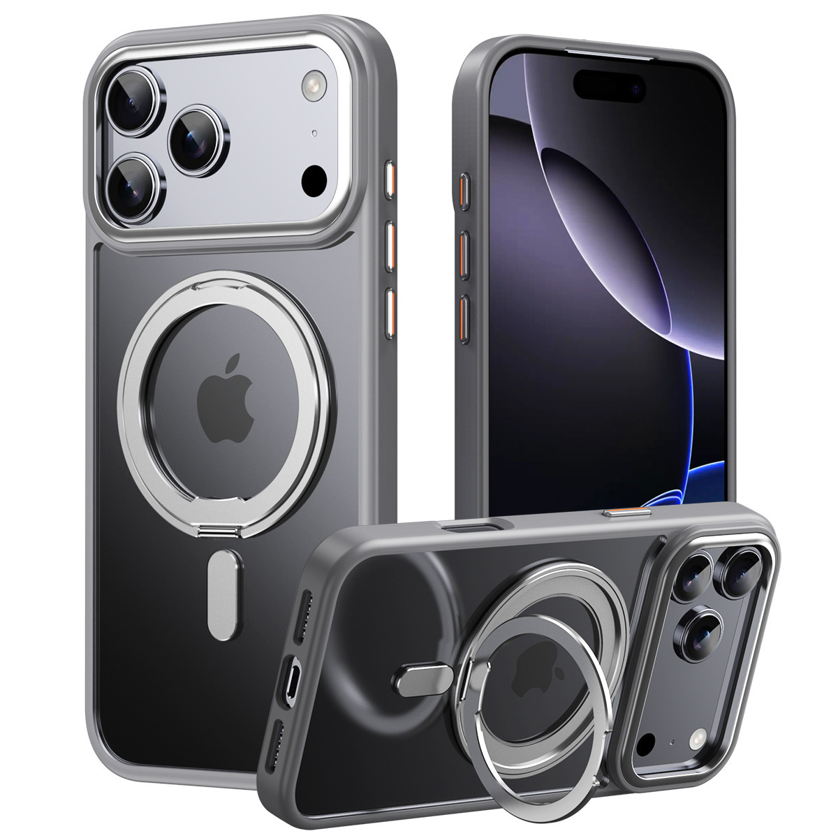 Compatible with Apple 17 Pro Max phone case, 16 Pro magnetic 360° rotating stand, 15 Plus drop-proof case, 14-inch protective case