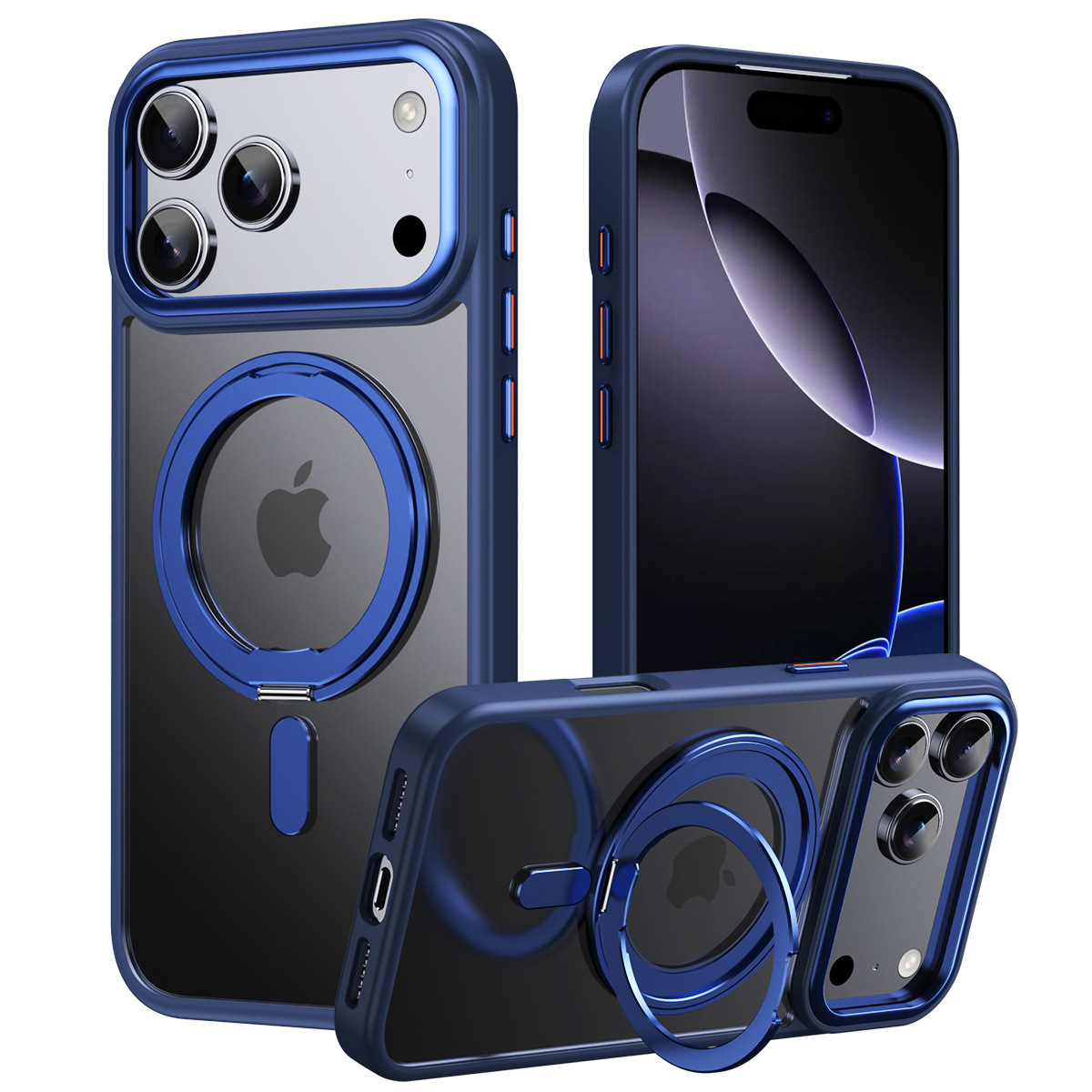 Compatible with Apple 17 Pro Max phone case, 16 Pro magnetic 360° rotating stand, 15 Plus drop-proof case, 14-inch protective case