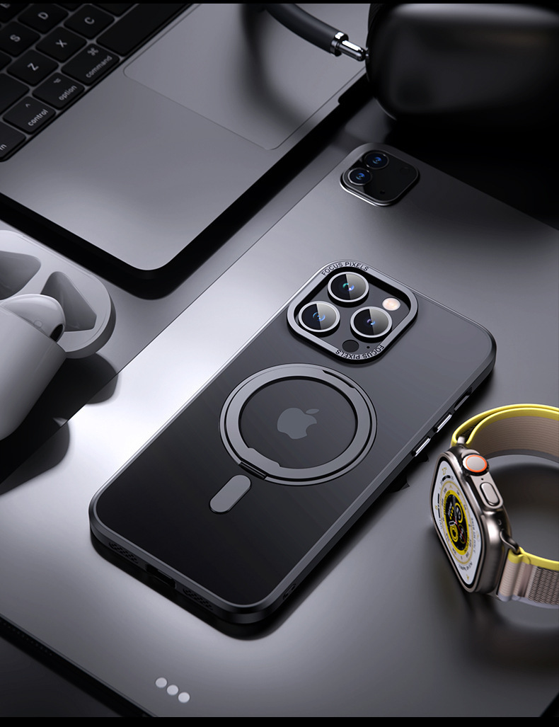 Compatible with Apple 17 Pro Max phone case, 16 Pro magnetic 360° rotating stand, 15 Plus drop-proof case, 14-inch protective case