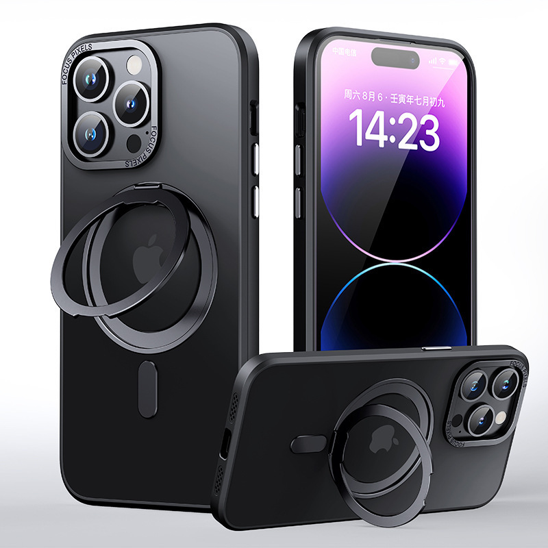 Compatible with Apple 17 Pro Max phone case, 16 Pro magnetic 360° rotating stand, 15 Plus drop-proof case, 14-inch protective case