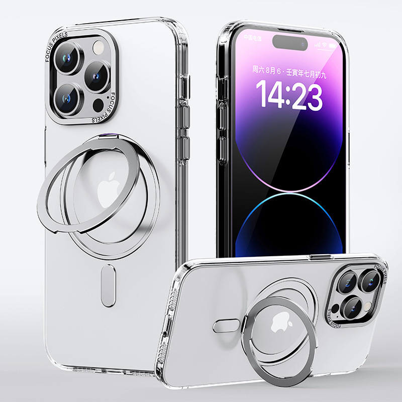 Compatible with Apple 17 Pro Max phone case, 16 Pro magnetic 360° rotating stand, 15 Plus drop-proof case, 14-inch protective case