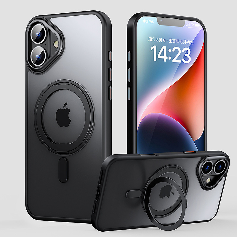 Compatible with Apple 17 Pro Max phone case, 16 Pro magnetic 360° rotating stand, 15 Plus drop-proof case, 14-inch protective case
