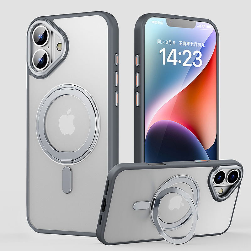 Compatible with Apple 17 Pro Max phone case, 16 Pro magnetic 360° rotating stand, 15 Plus drop-proof case, 14-inch protective case