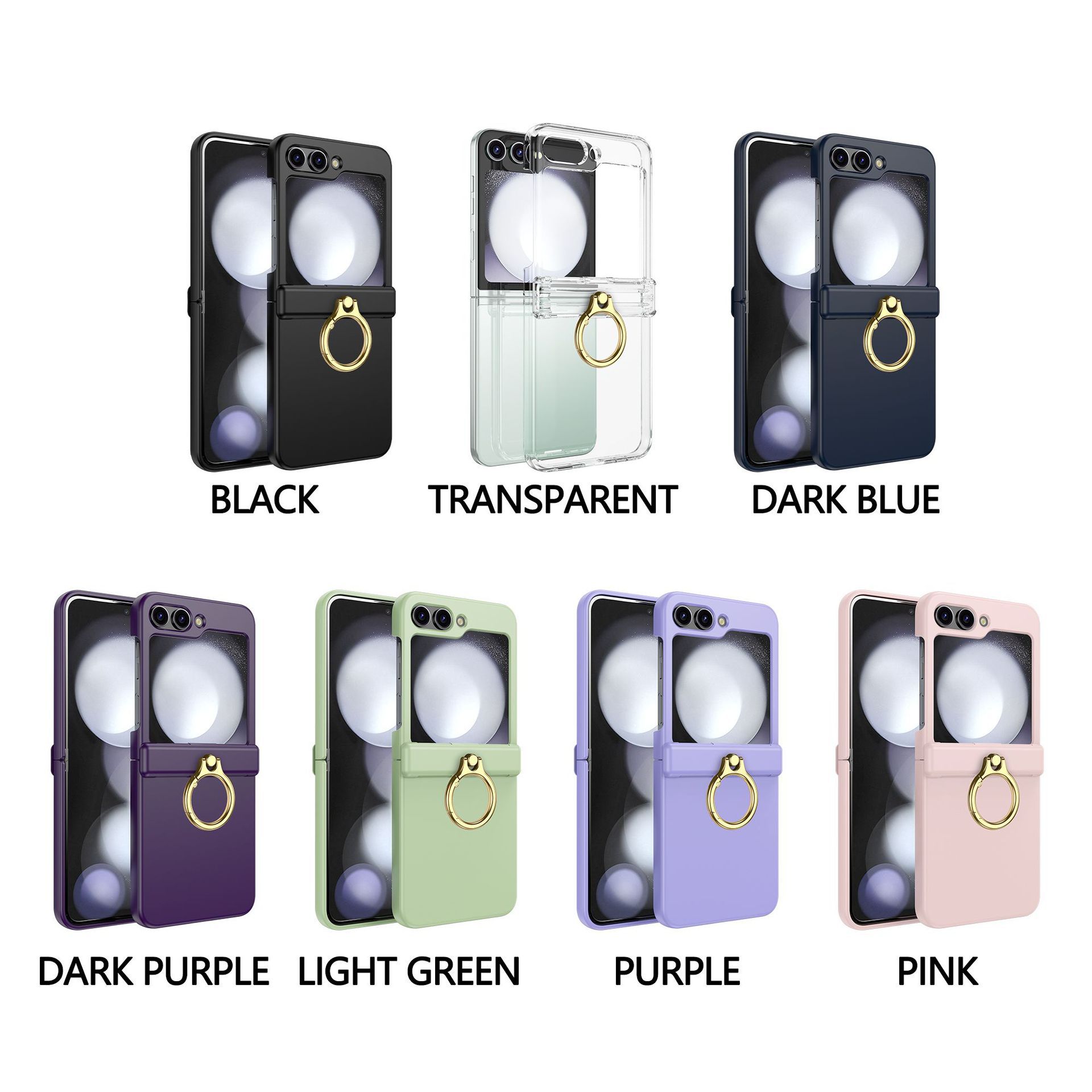 Compatible with Samsung Z Flip 7/6/5 phone cases, 4/3 hinge ring holder, foldable screen drop protection case