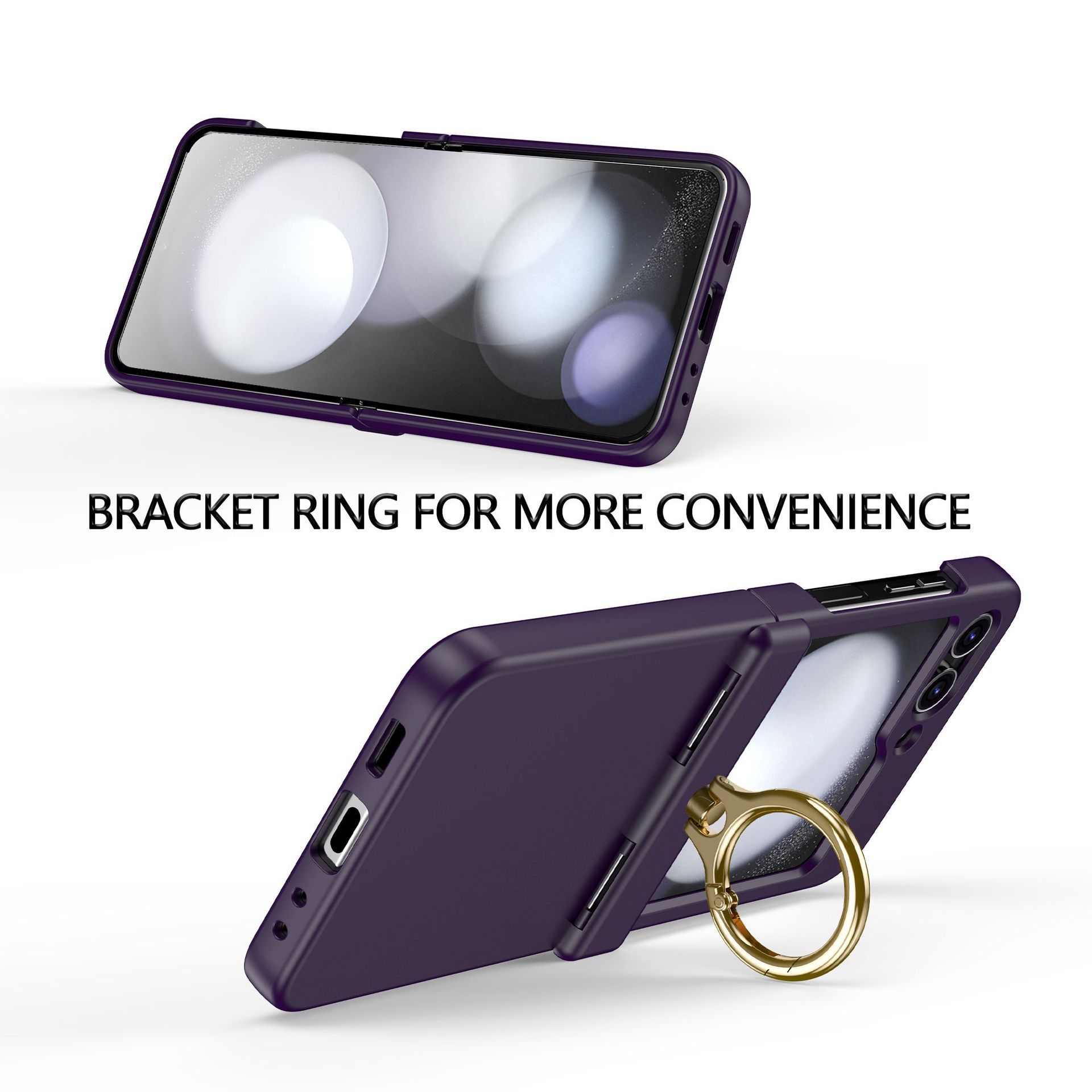 Compatible with Samsung Z Flip 7/6/5 phone cases, 4/3 hinge ring holder, foldable screen drop protection case