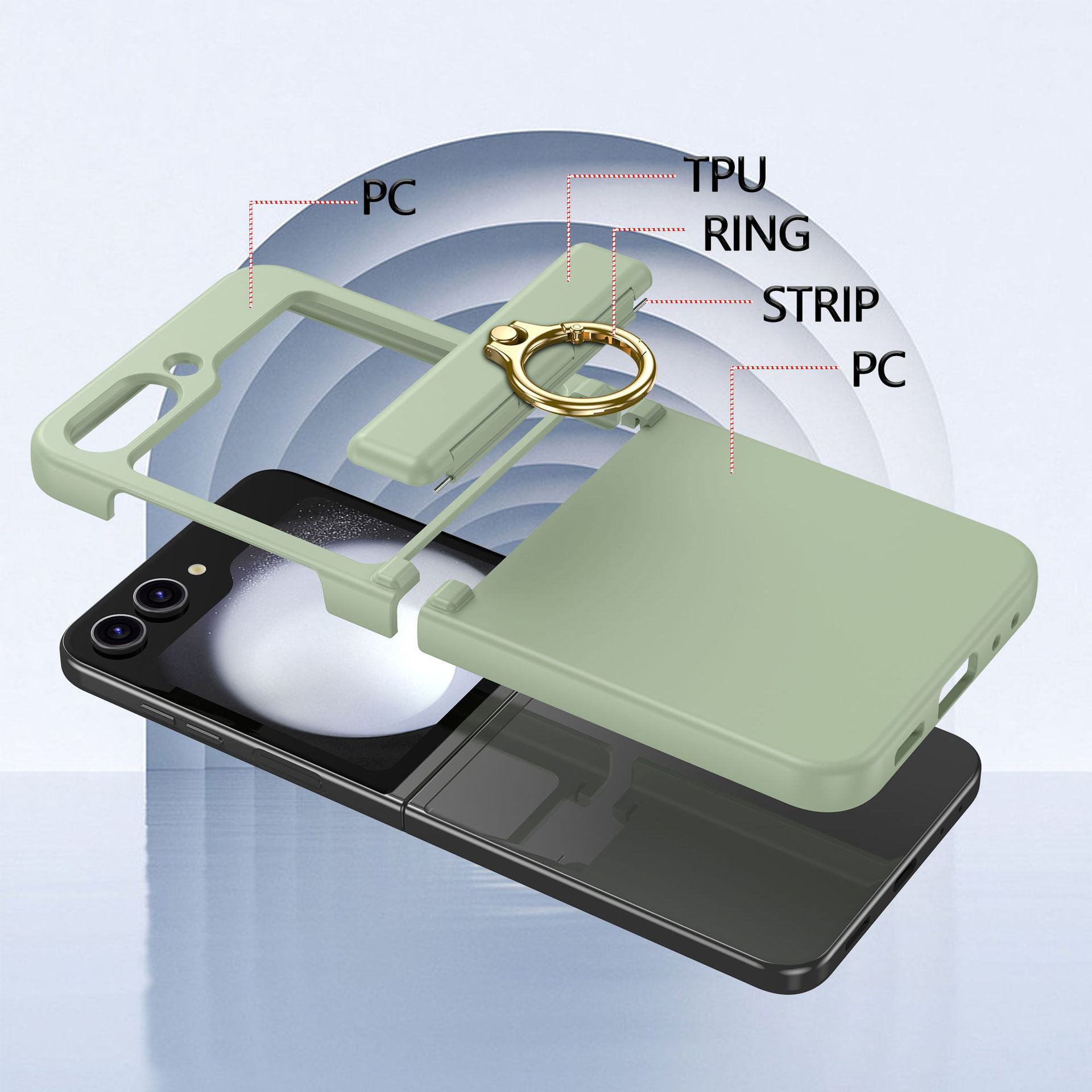 Compatible with Samsung Z Flip 7/6/5 phone cases, 4/3 hinge ring holder, foldable screen drop protection case