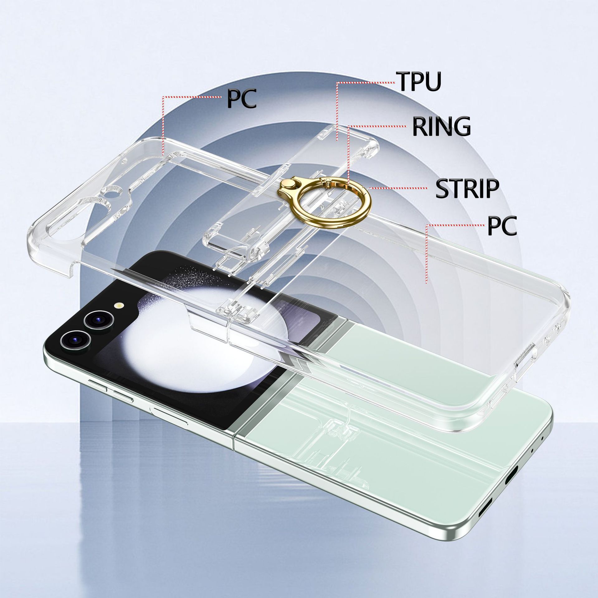 Compatible with Samsung Z Flip 7/6/5 phone cases, 4/3 hinge ring holder, foldable screen drop protection case