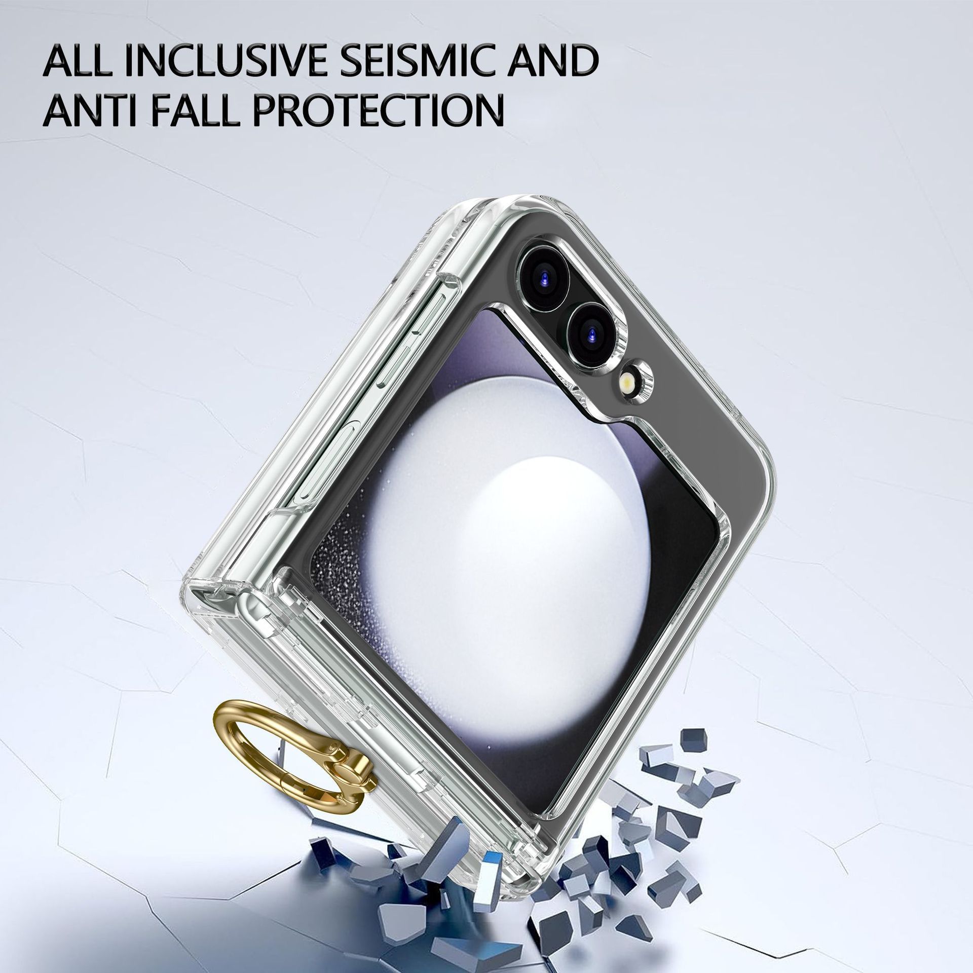 Compatible with Samsung Z Flip 7/6/5 phone cases, 4/3 hinge ring holder, foldable screen drop protection case