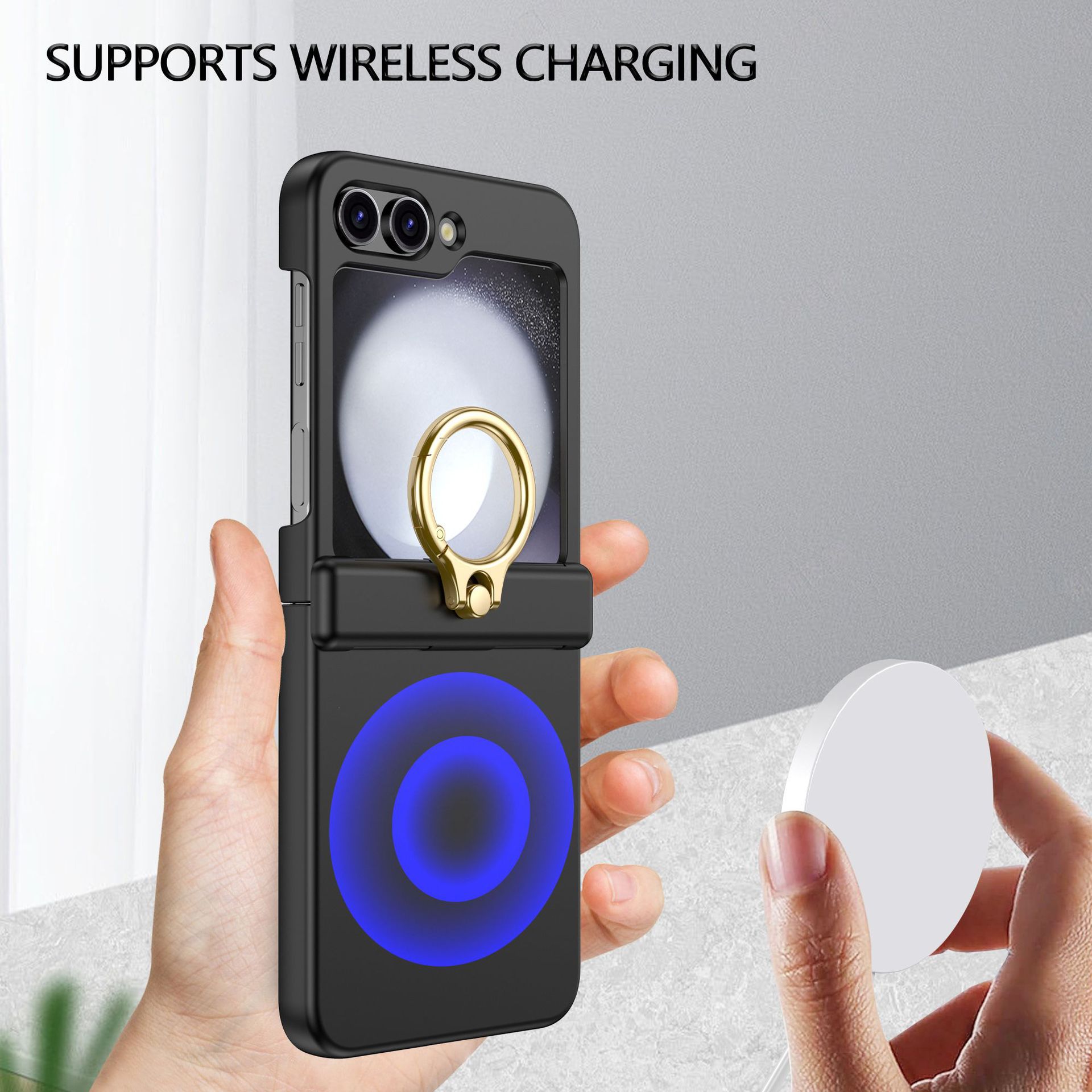 Compatible with Samsung Z Flip 7/6/5 phone cases, 4/3 hinge ring holder, foldable screen drop protection case