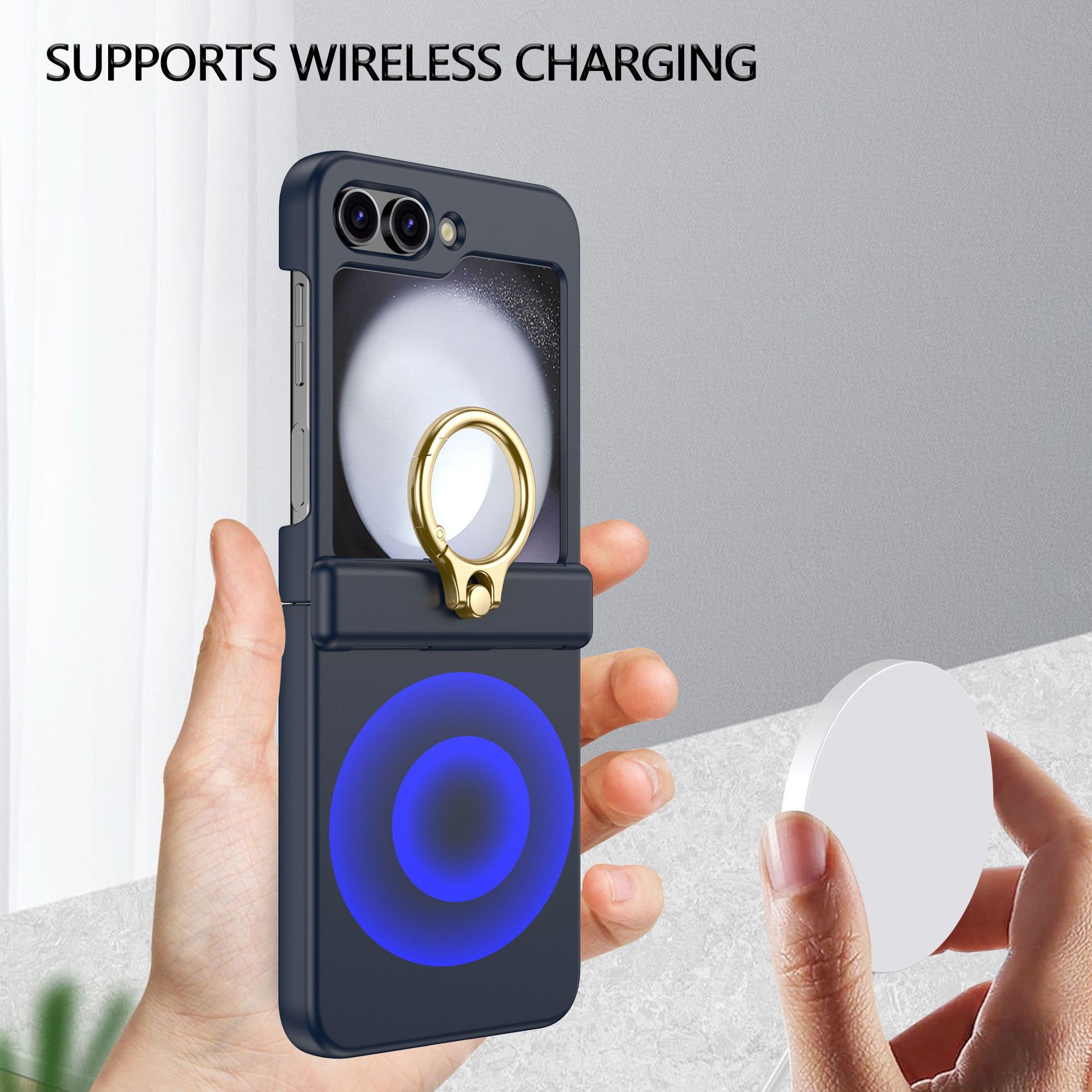 Compatible with Samsung Z Flip 7/6/5 phone cases, 4/3 hinge ring holder, foldable screen drop protection case
