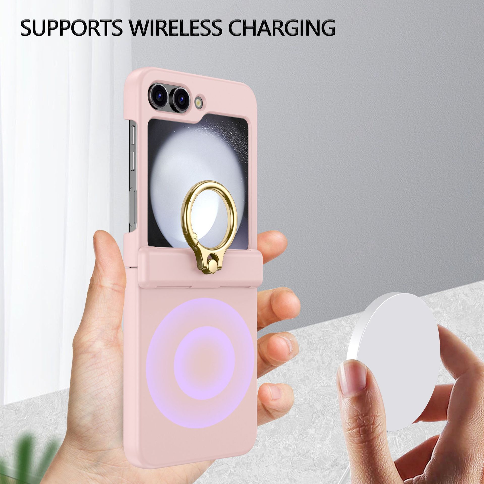 Compatible with Samsung Z Flip 7/6/5 phone cases, 4/3 hinge ring holder, foldable screen drop protection case
