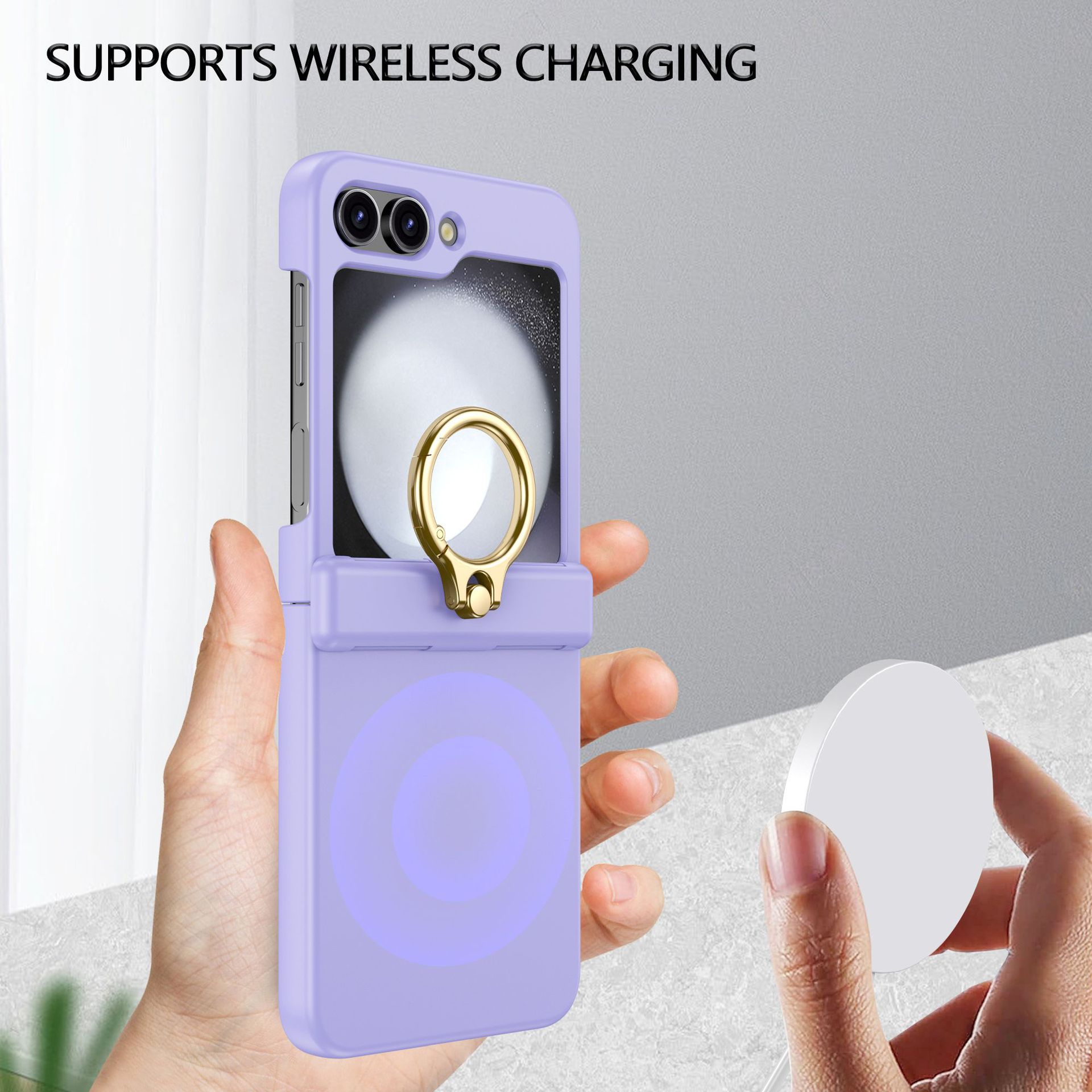 Compatible with Samsung Z Flip 7/6/5 phone cases, 4/3 hinge ring holder, foldable screen drop protection case