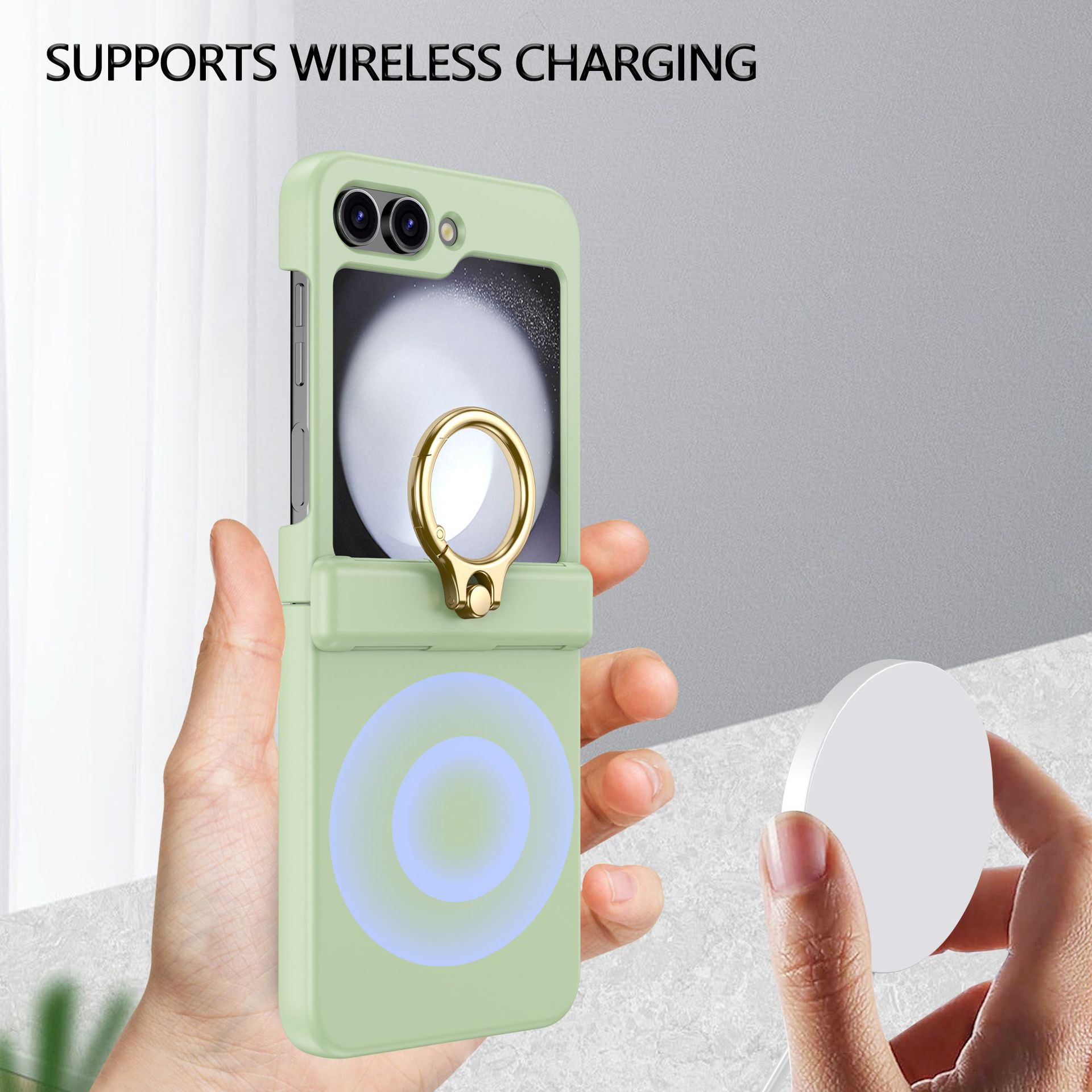 Compatible with Samsung Z Flip 7/6/5 phone cases, 4/3 hinge ring holder, foldable screen drop protection case