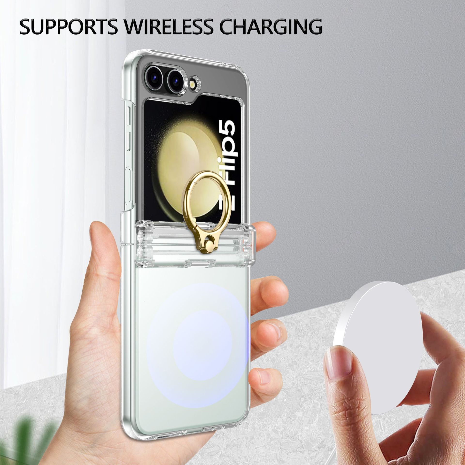 Compatible with Samsung Z Flip 7/6/5 phone cases, 4/3 hinge ring holder, foldable screen drop protection case