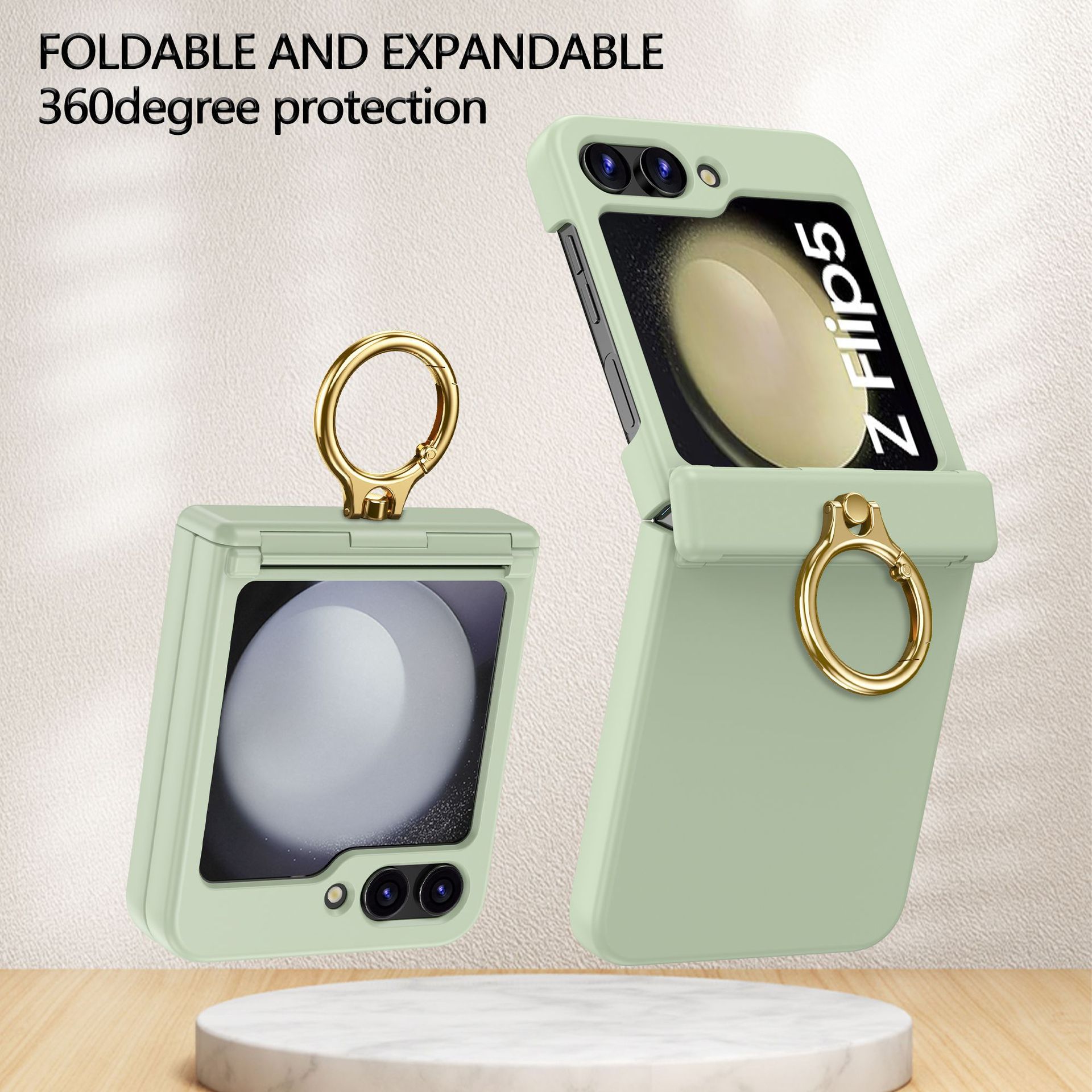 Compatible with Samsung Z Flip 7/6/5 phone cases, 4/3 hinge ring holder, foldable screen drop protection case