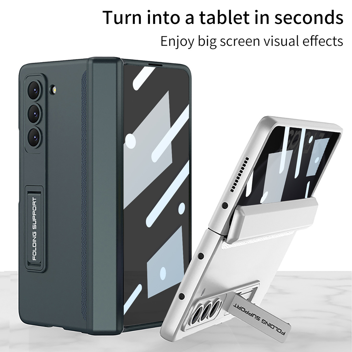 Compatible with Samsung ZFold5/6/7 phone case, magnetic hinge stand, privacy screen protector, full coverage, drop-proof folding protective case