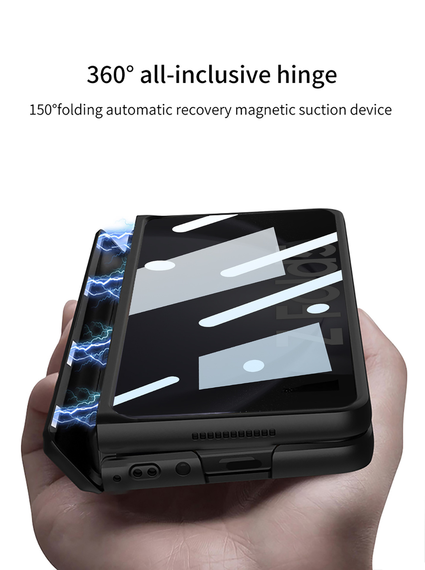 Compatible with Samsung ZFold5/6/7 phone case, magnetic hinge stand, privacy screen protector, full coverage, drop-proof folding protective case