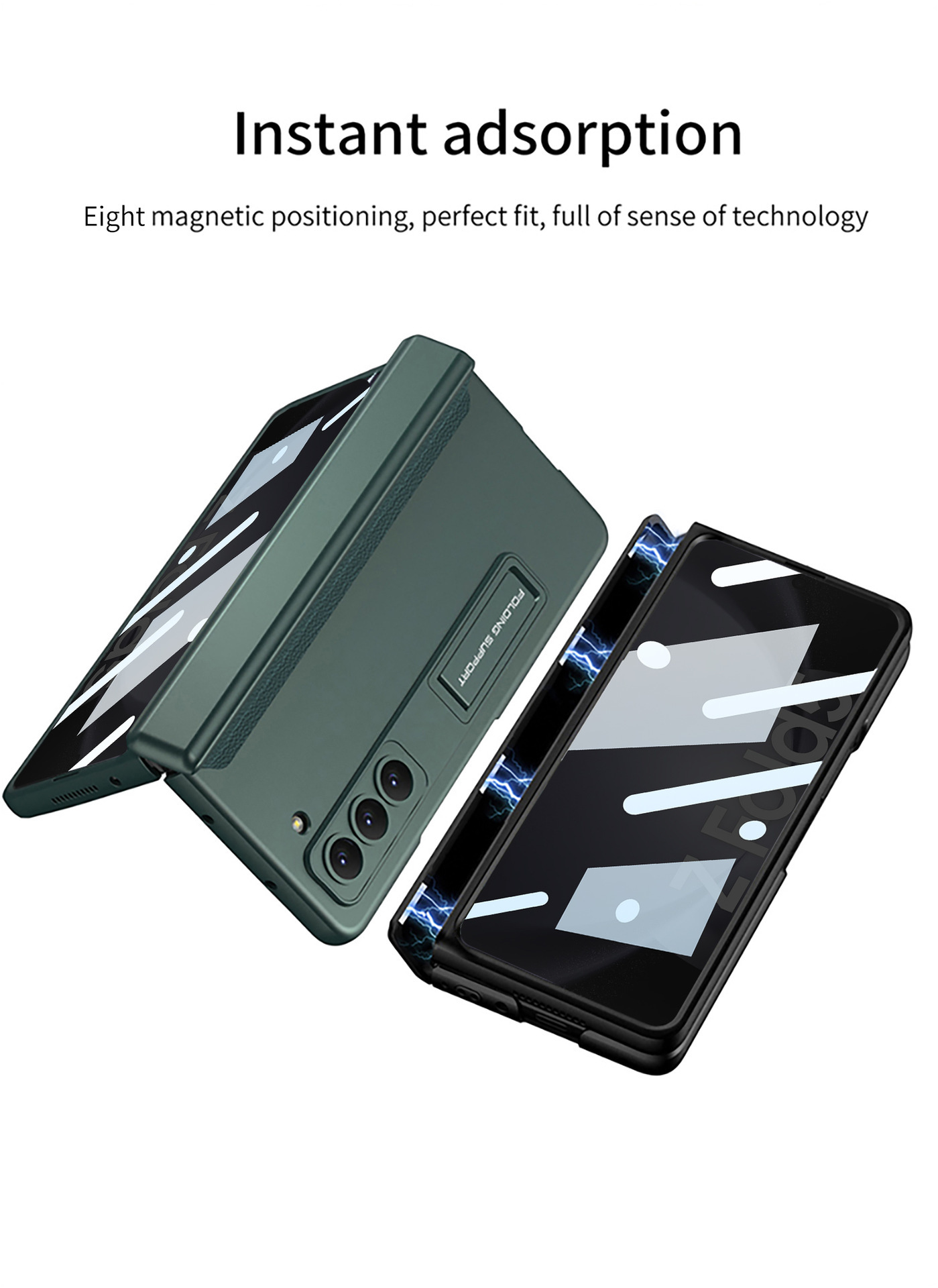 Compatible with Samsung ZFold5/6/7 phone case, magnetic hinge stand, privacy screen protector, full coverage, drop-proof folding protective case