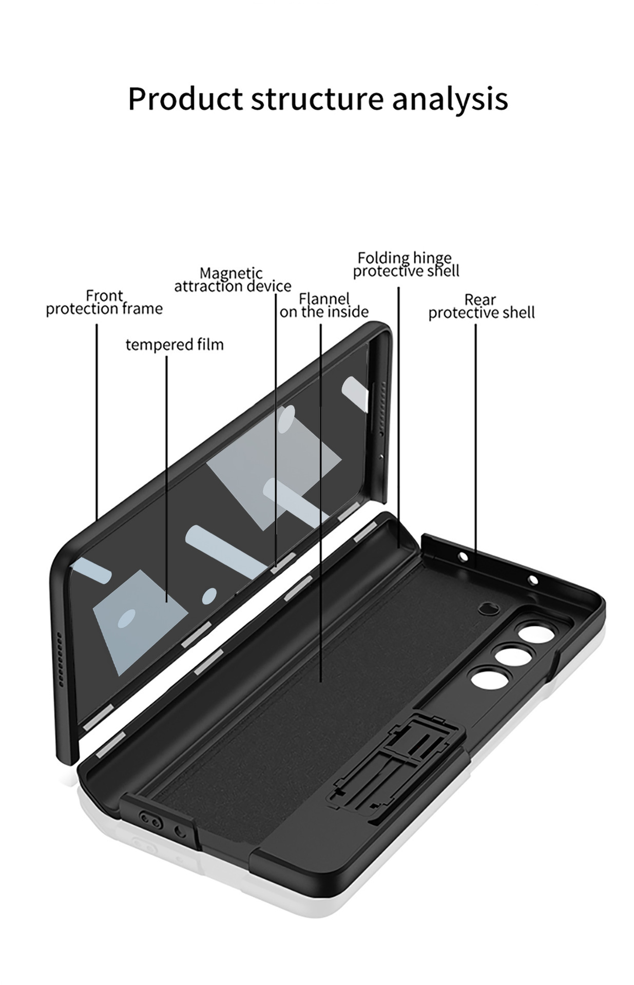 Compatible with Samsung ZFold5/6/7 phone case, magnetic hinge stand, privacy screen protector, full coverage, drop-proof folding protective case