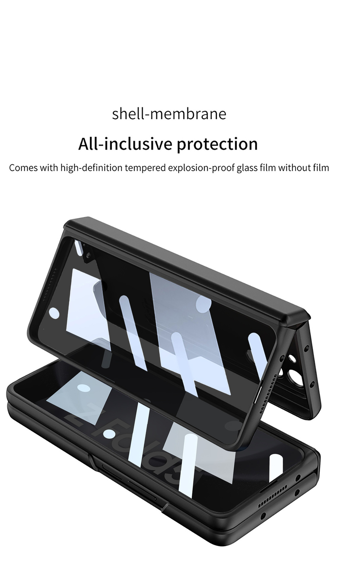 Compatible with Samsung ZFold5/6/7 phone case, magnetic hinge stand, privacy screen protector, full coverage, drop-proof folding protective case