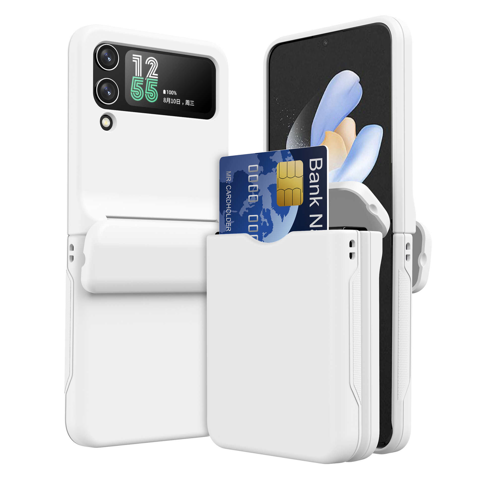 Compatible with Samsung Z Flip 6/5 phone case, 4/3 folding screen, built-in SIM card slot, spring chain shockproof protective case