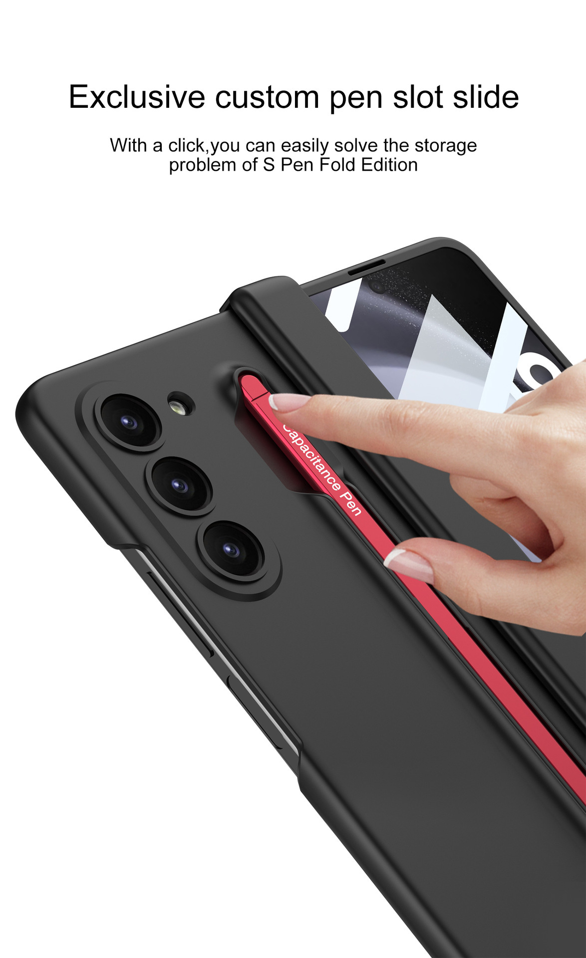 Compatible with Samsung Z Fold6/5 phone case, pen slot, magnetic swivel hinge, and folding screen protector.