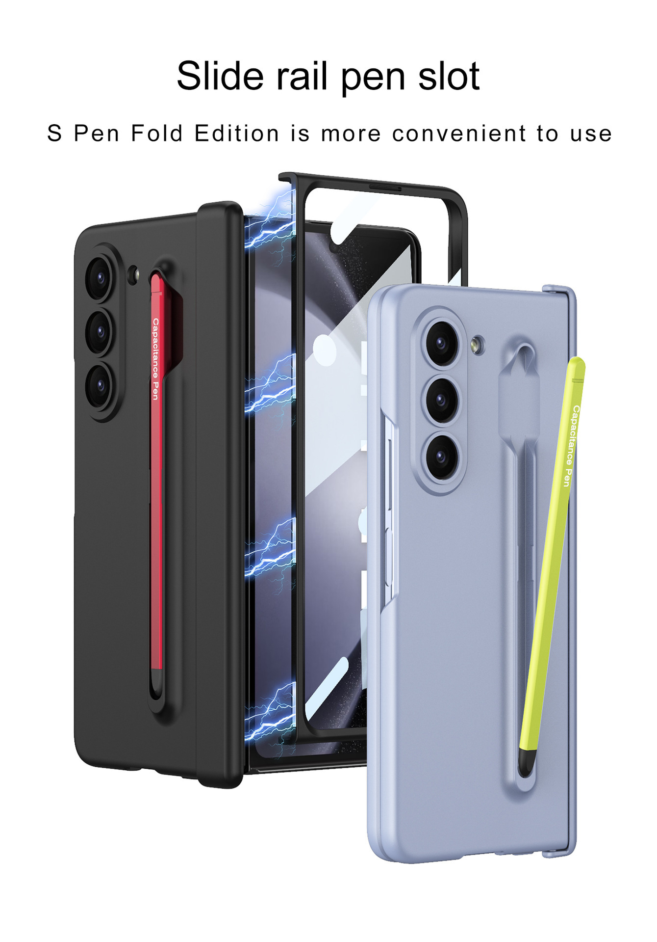 Compatible with Samsung Z Fold6/5 phone case, pen slot, magnetic swivel hinge, and folding screen protector.