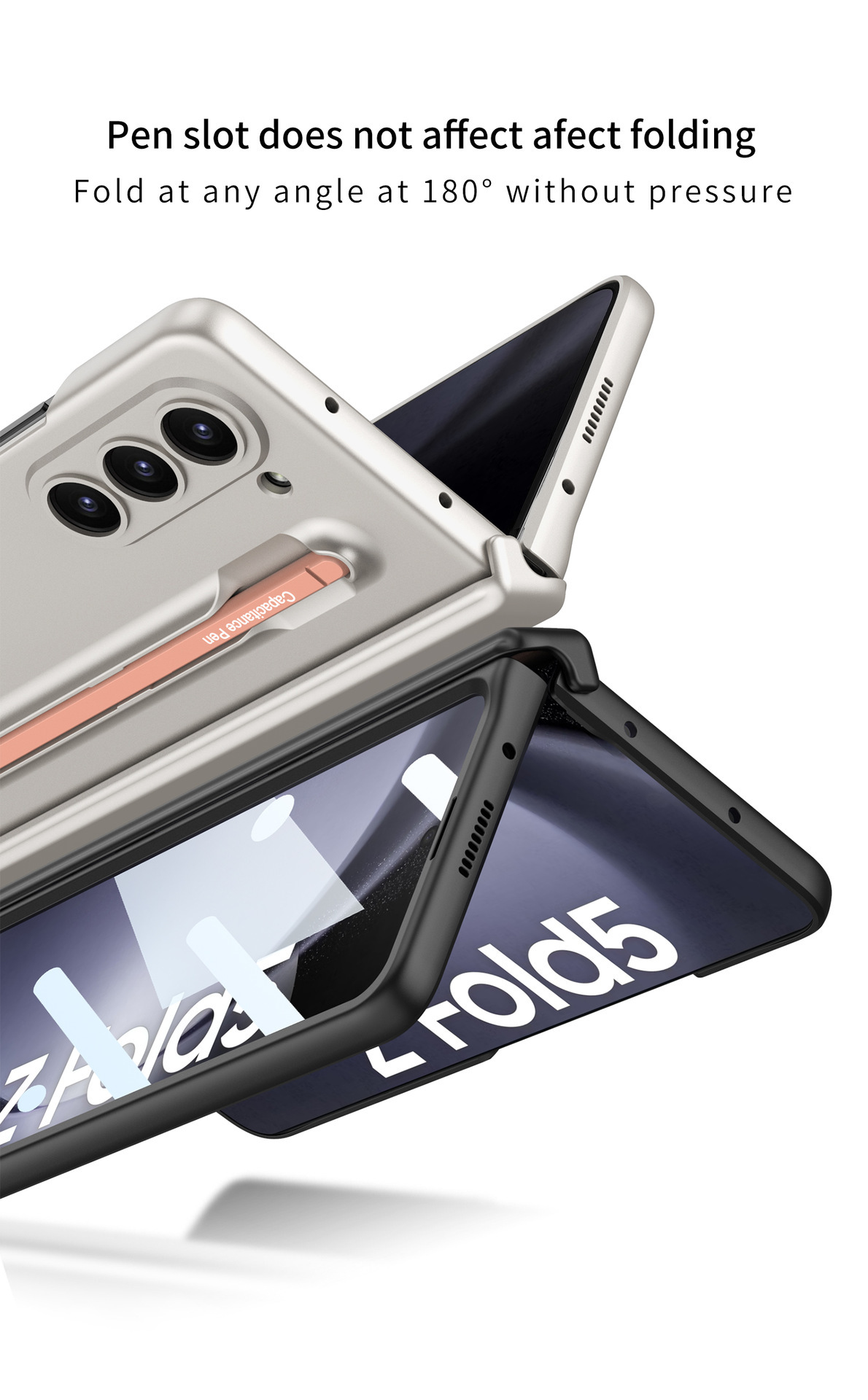 Compatible with Samsung Z Fold6/5 phone case, pen slot, magnetic swivel hinge, and folding screen protector.