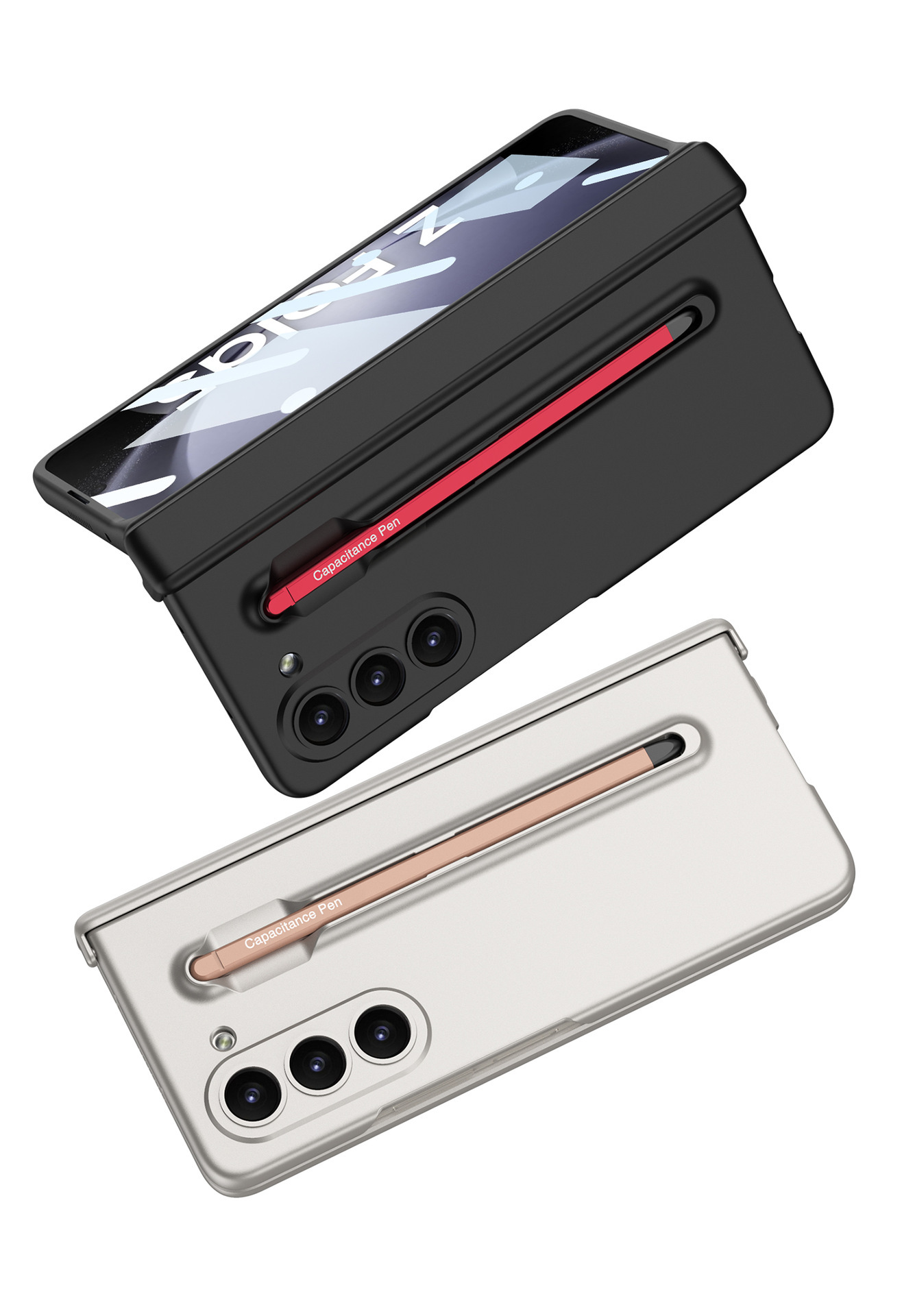 Compatible with Samsung Z Fold6/5 phone case, pen slot, magnetic swivel hinge, and folding screen protector.