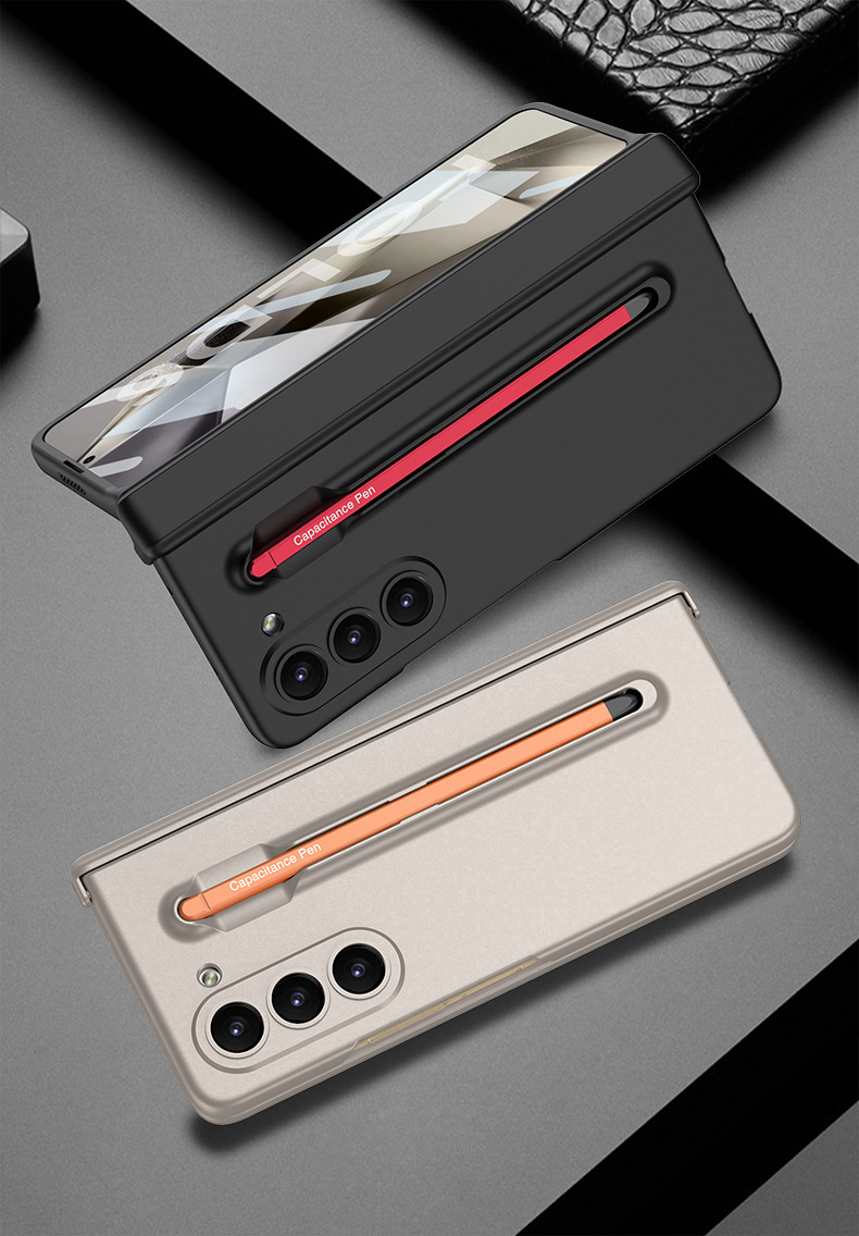 Compatible with Samsung Z Fold6/5 phone case, pen slot, magnetic swivel hinge, and folding screen protector.