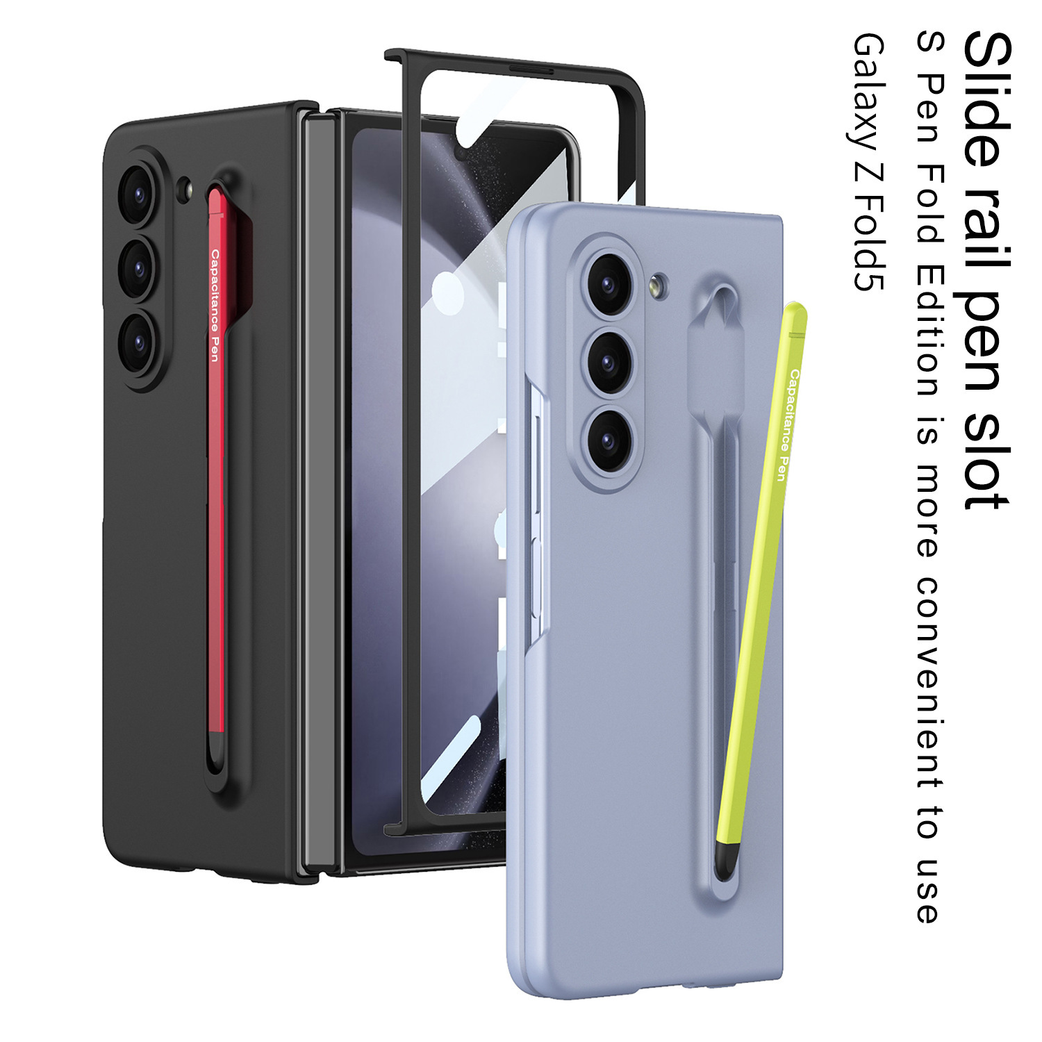 Samsung Z Fold5 Phone Case with Pen Slot and Stylus, Ultra-thin Integrated Screen Protector, New Folding Protective Case