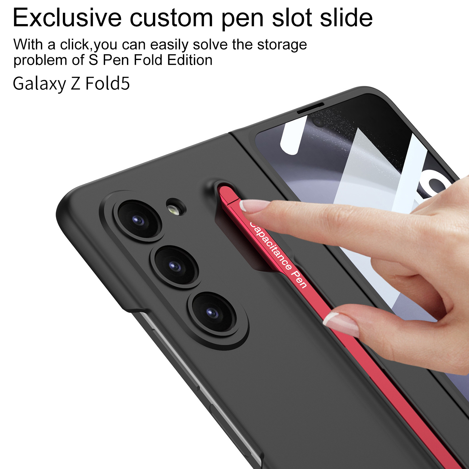 Samsung Z Fold5 Phone Case with Pen Slot and Stylus, Ultra-thin Integrated Screen Protector, New Folding Protective Case