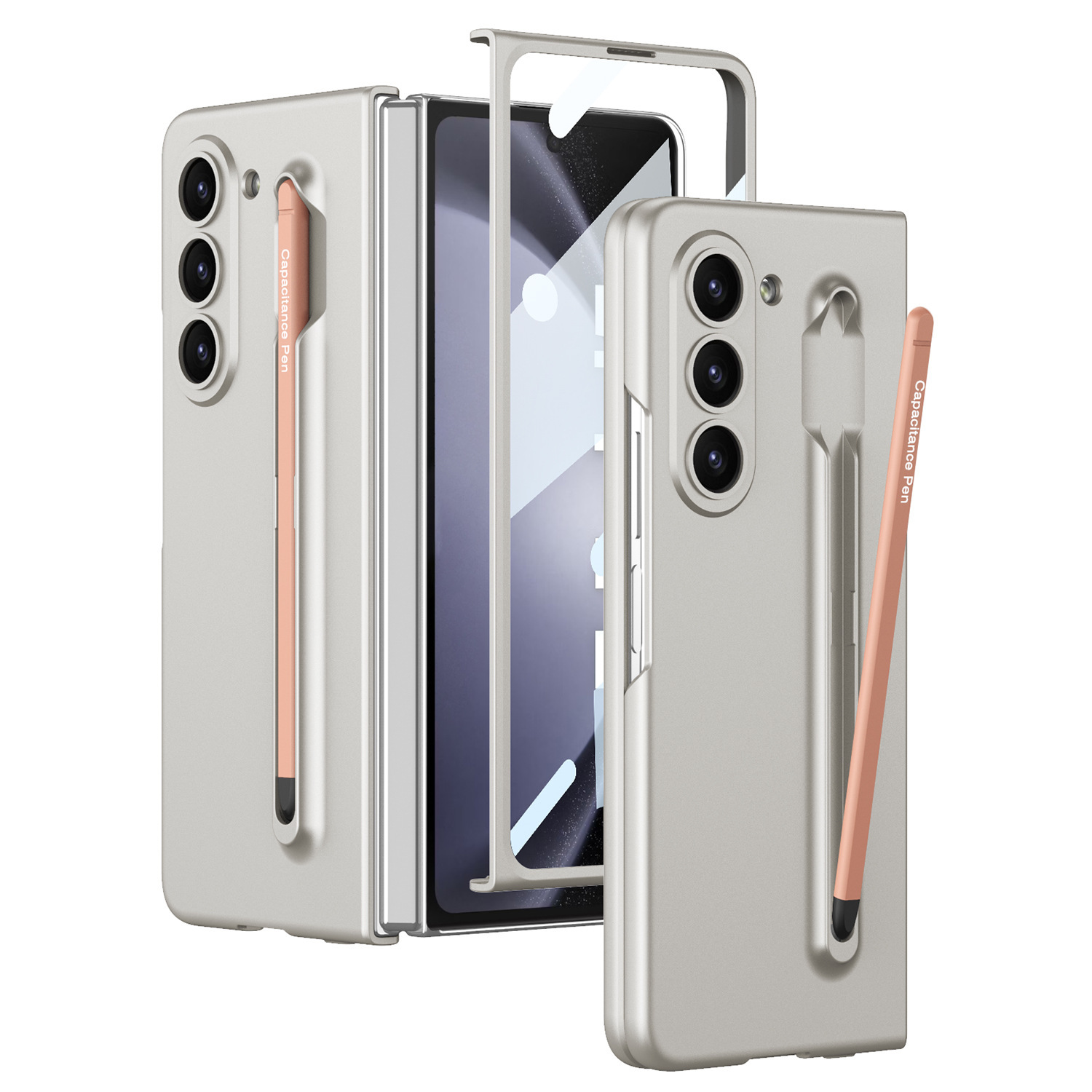 Samsung Z Fold5 Phone Case with Pen Slot and Stylus, Ultra-thin Integrated Screen Protector, New Folding Protective Case