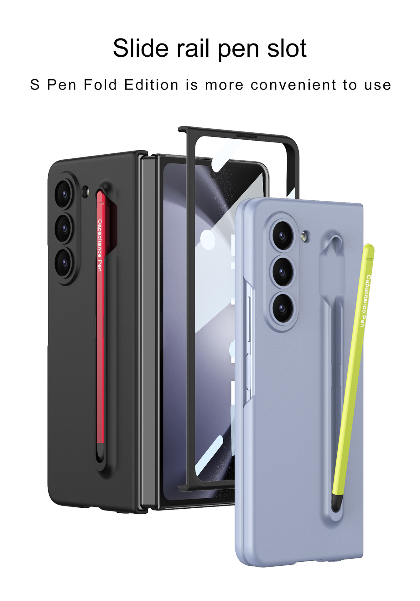 Samsung Z Fold5 Phone Case with Pen Slot and Stylus, Ultra-thin Integrated Screen Protector, New Folding Protective Case