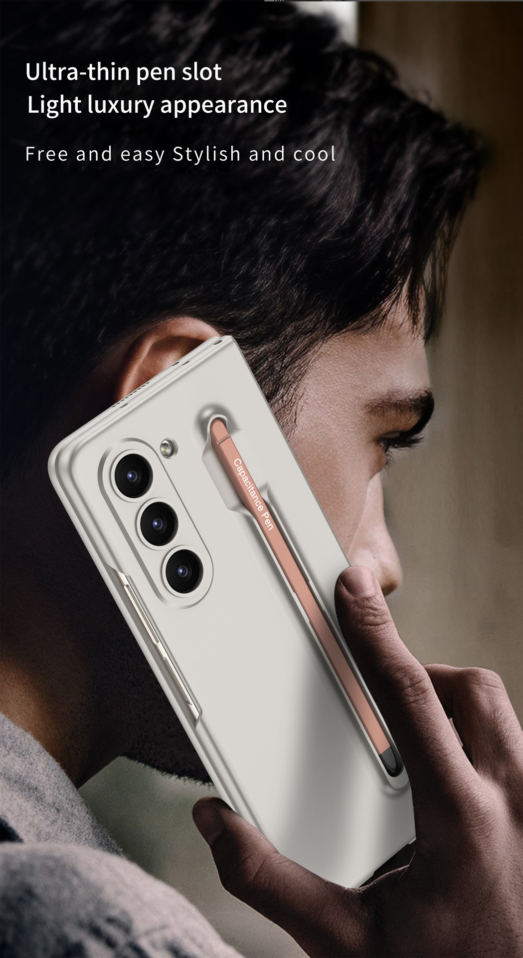 Samsung Z Fold5 Phone Case with Pen Slot and Stylus, Ultra-thin Integrated Screen Protector, New Folding Protective Case