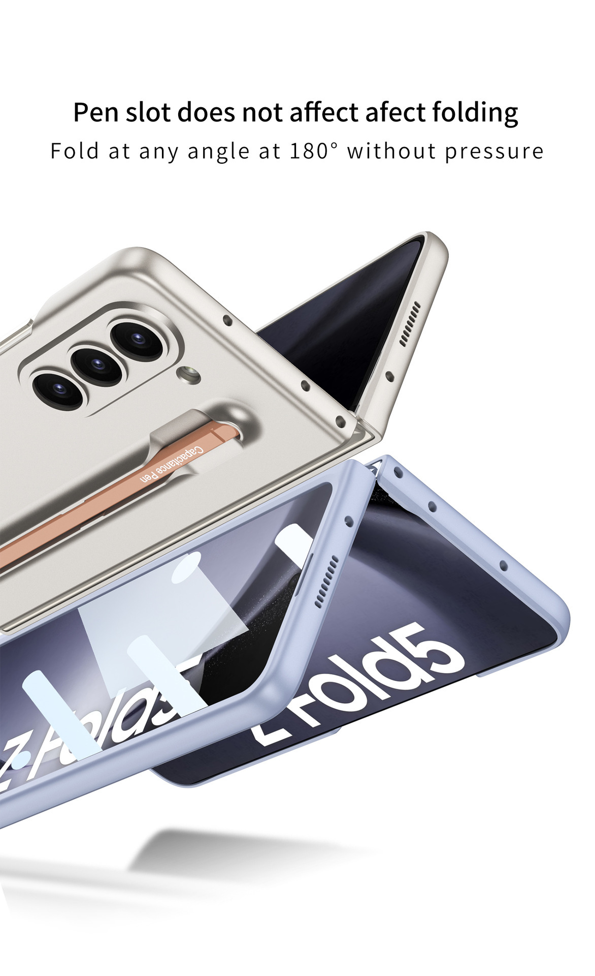 Samsung Z Fold5 Phone Case with Pen Slot and Stylus, Ultra-thin Integrated Screen Protector, New Folding Protective Case