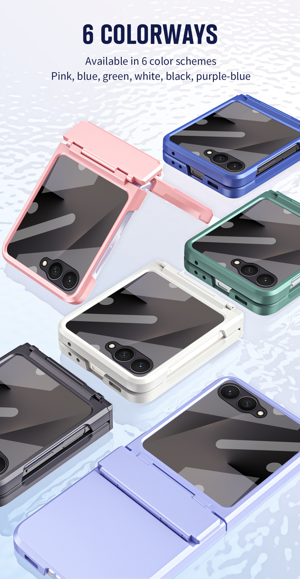 Compatible with Samsung Z Flip 8/7 phone case, 6/5 large viewing window, 4/3 integrated hinge, full-coverage drop protection.