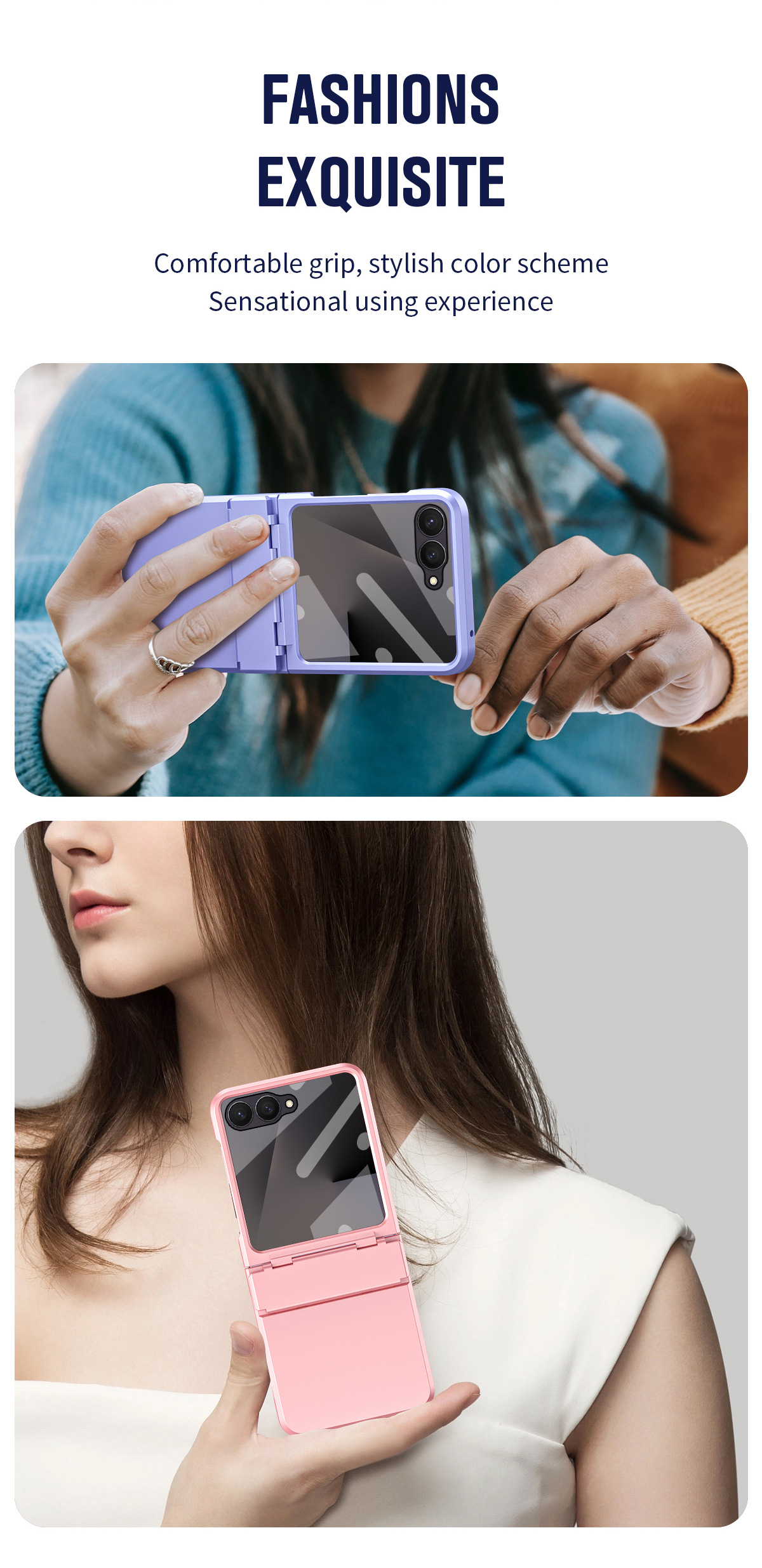 Compatible with Samsung Z Flip 8/7 phone case, 6/5 large viewing window, 4/3 integrated hinge, full-coverage drop protection.