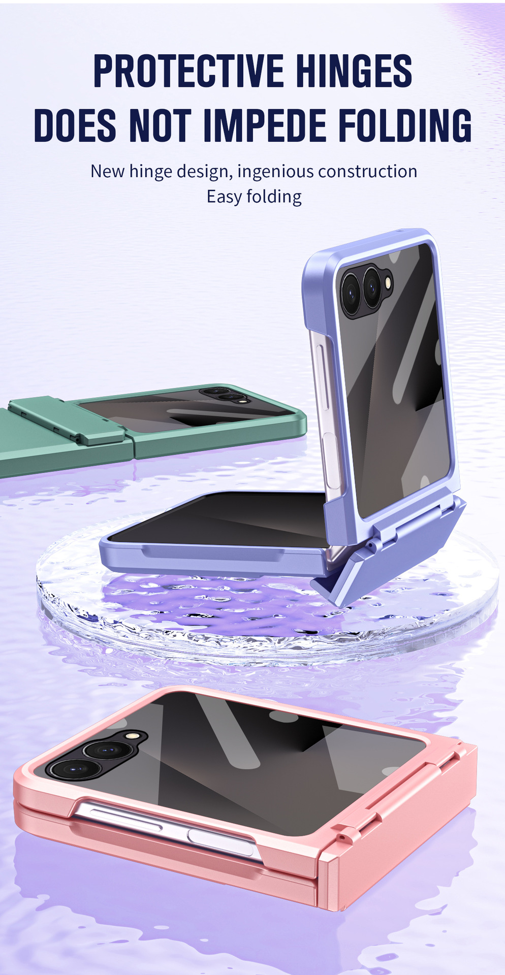 Compatible with Samsung Z Flip 8/7 phone case, 6/5 large viewing window, 4/3 integrated hinge, full-coverage drop protection.