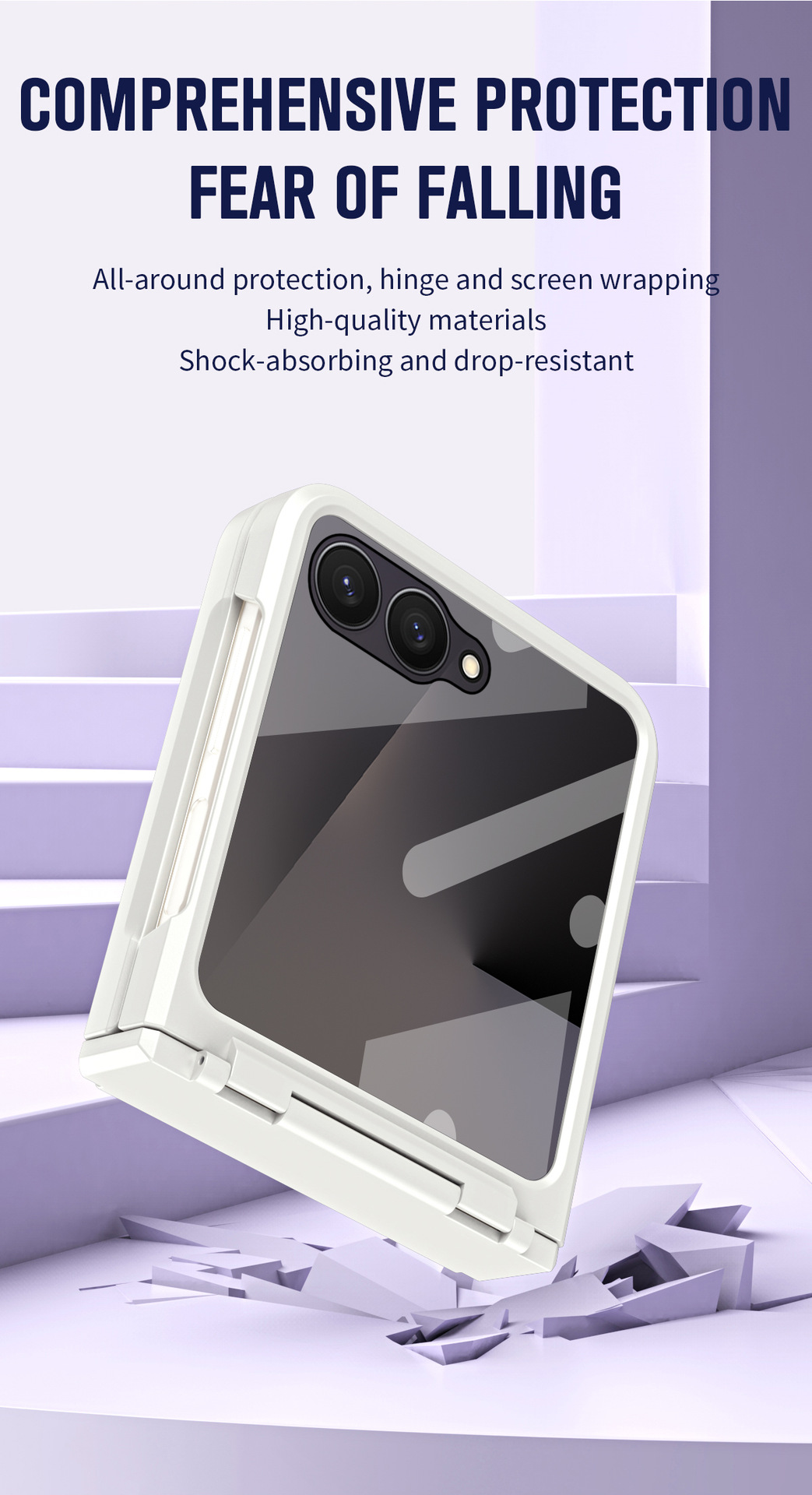 Compatible with Samsung Z Flip 8/7 phone case, 6/5 large viewing window, 4/3 integrated hinge, full-coverage drop protection.