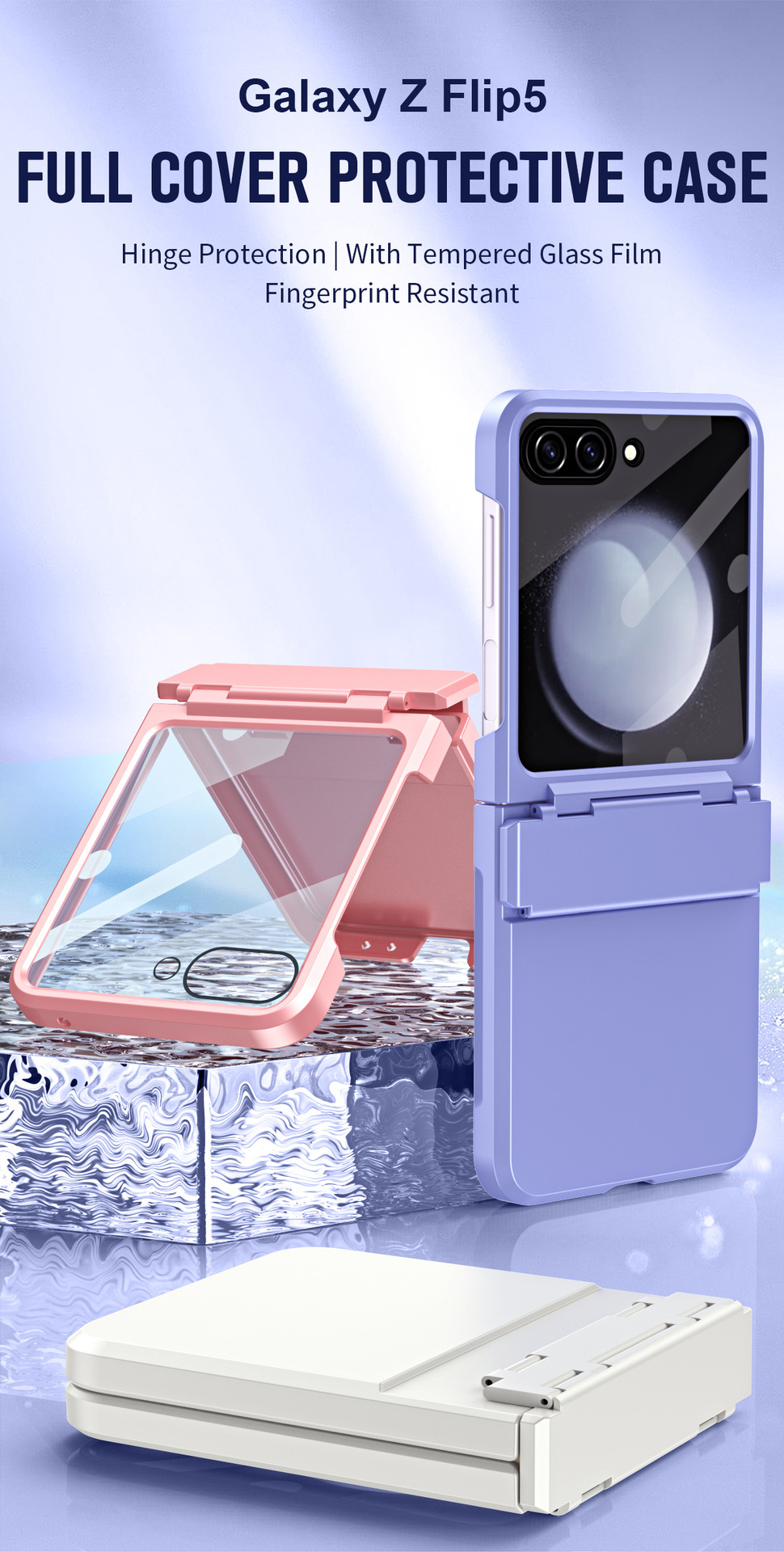 Compatible with Samsung Z Flip 8/7 phone case, 6/5 large viewing window, 4/3 integrated hinge, full-coverage drop protection.
