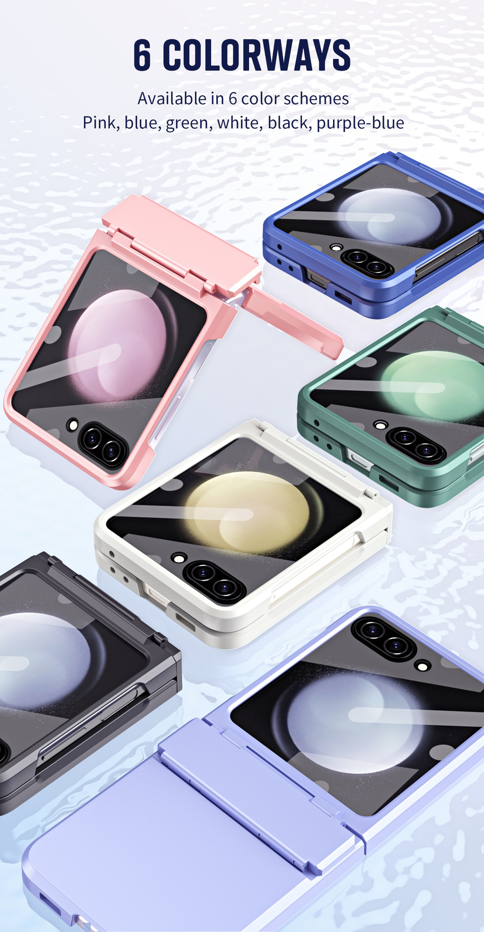 Compatible with Samsung Z Flip 8/7 phone case, 6/5 large viewing window, 4/3 integrated hinge, full-coverage drop protection.