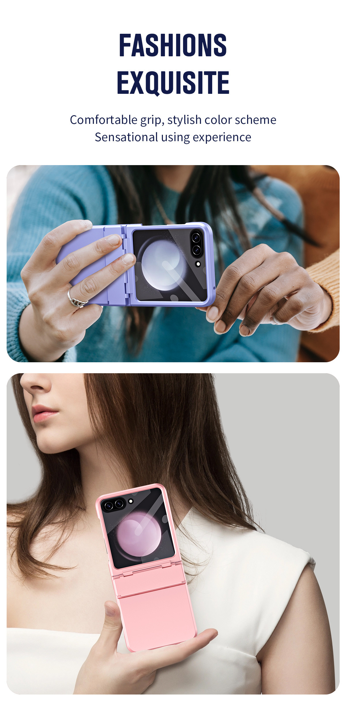Compatible with Samsung Z Flip 8/7 phone case, 6/5 large viewing window, 4/3 integrated hinge, full-coverage drop protection.