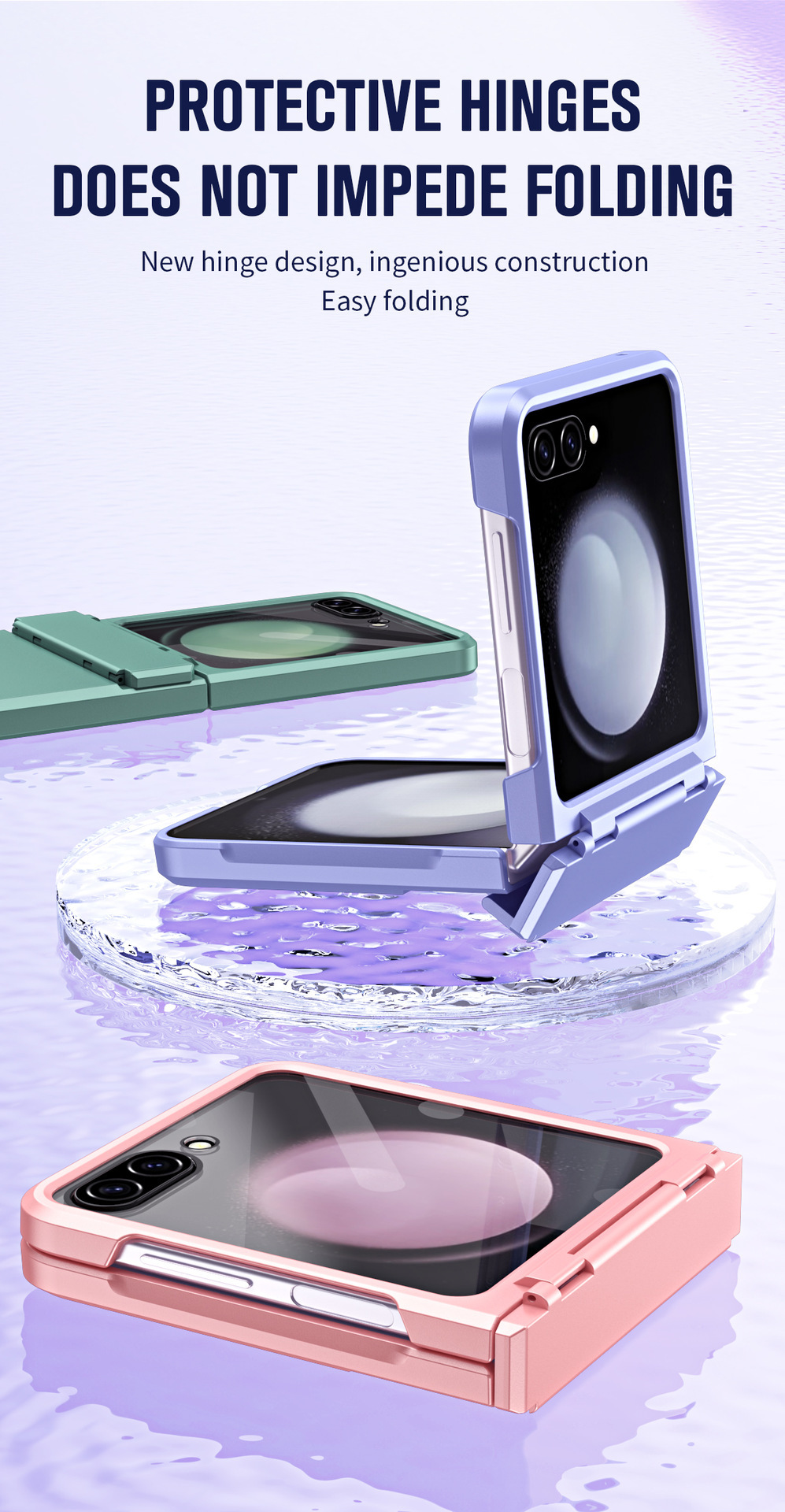 Compatible with Samsung Z Flip 8/7 phone case, 6/5 large viewing window, 4/3 integrated hinge, full-coverage drop protection.