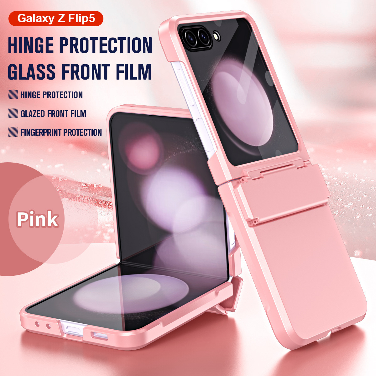 Compatible with Samsung Z Flip 8/7 phone case, 6/5 large viewing window, 4/3 integrated hinge, full-coverage drop protection.