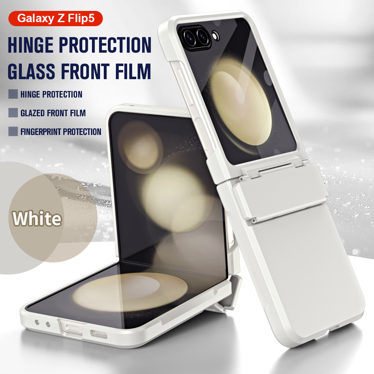 Compatible with Samsung Z Flip 8/7 phone case, 6/5 large viewing window, 4/3 integrated hinge, full-coverage drop protection.